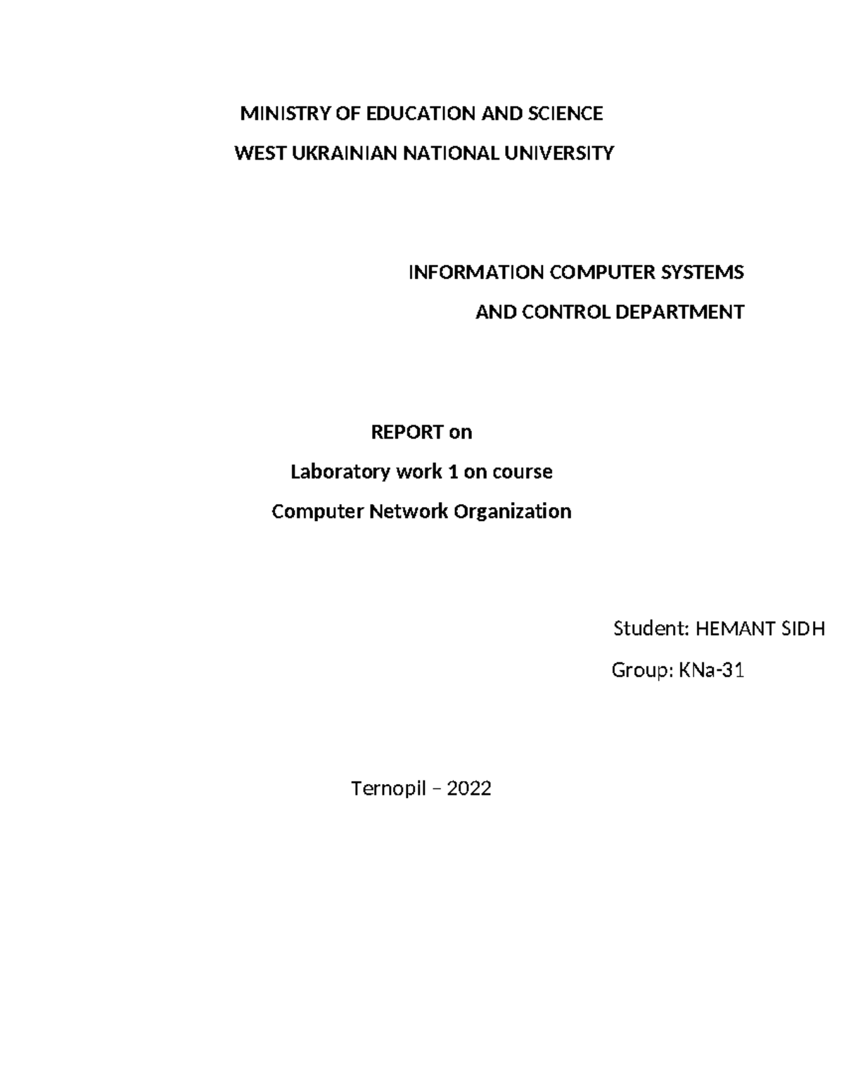 LAB 1 in ukraine MINISTRY OF EDUCATION AND SCIENCE WEST UKRAINIAN NATIONAL UNIVERSITY Studocu