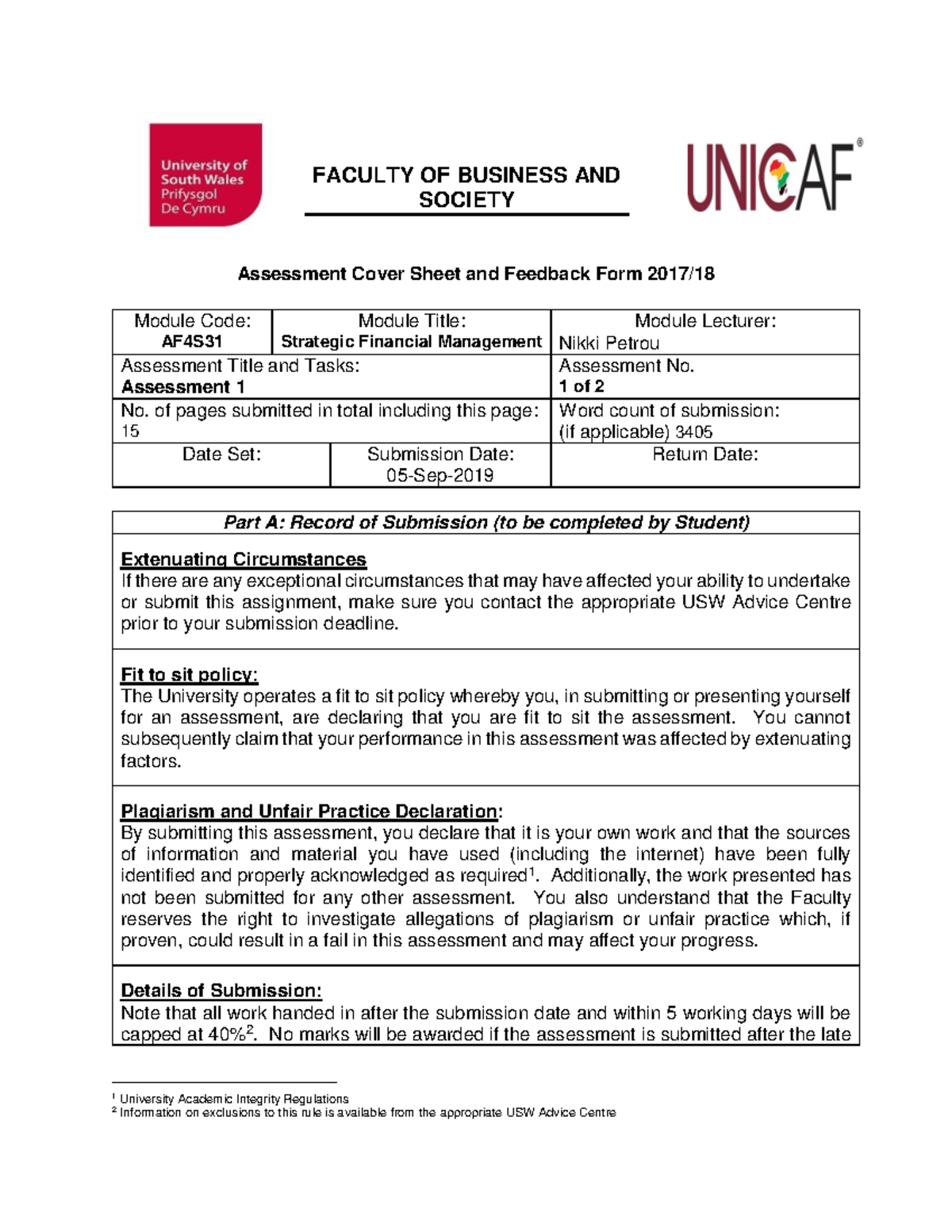 Financial Analysis of Benedict Company FACULTY OF BUSINESS AND