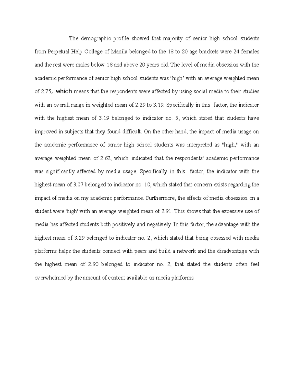 4th paragraph of abstract - The demographic profile showed that ...
