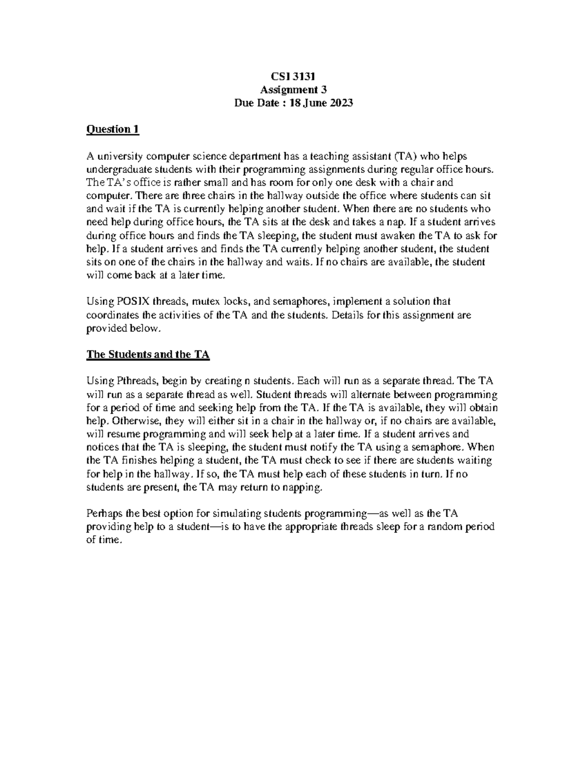 Assignment 3 Csi 3131 Assignment 3 Due Date 18 June 2023 Question 1 A University Computer Assignment 3 Csi 3131 Assignment 3 Due Date 18 June 2023 Question 1 A University Computer