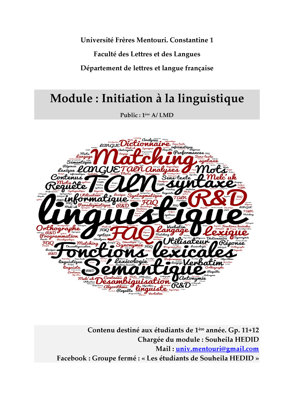 Initiation à La Linguistique - Université Frères Mentouri. Constantine ...