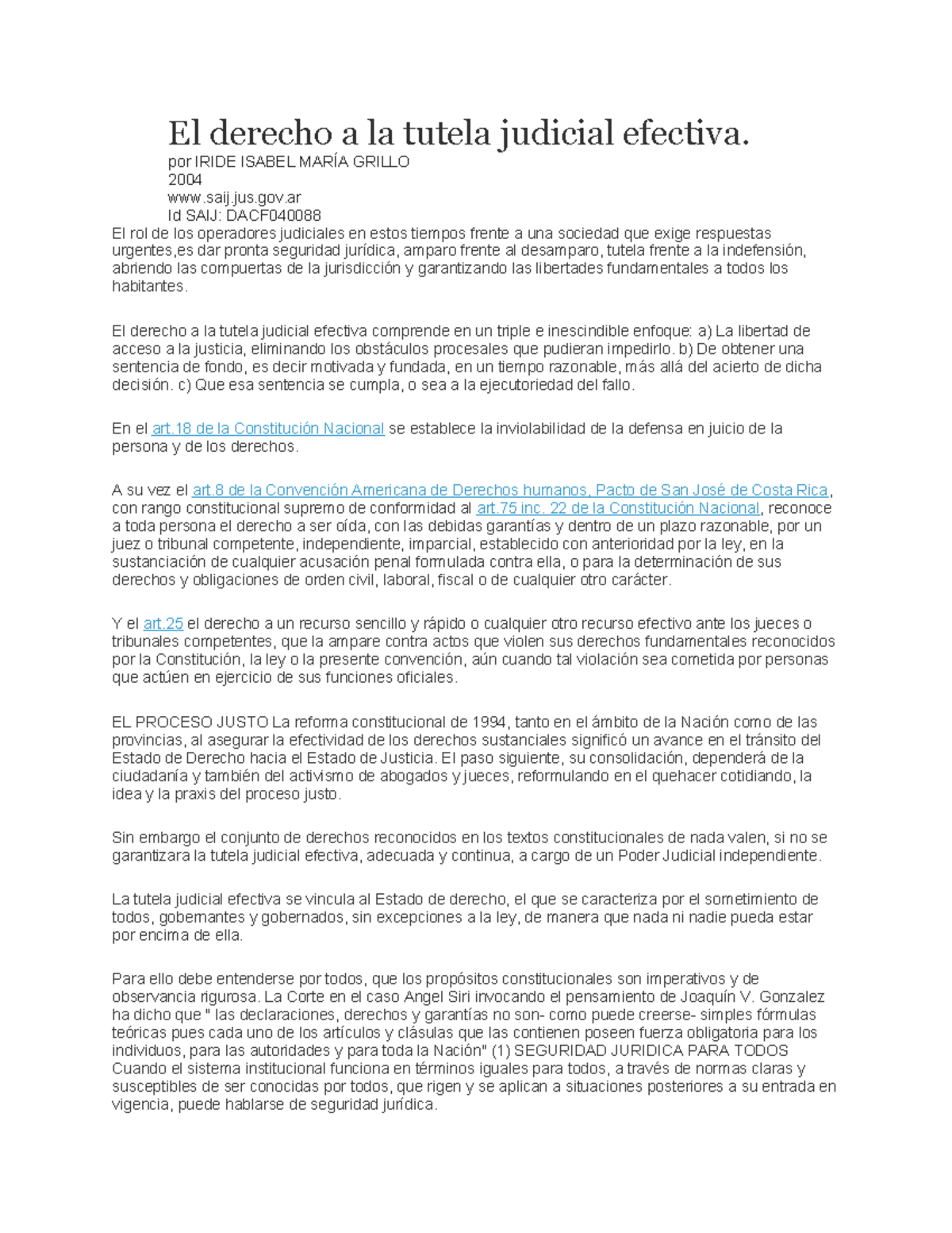 El derecho a la tutela judicial efectiva - por IRIDE ISABEL MARÍA ...