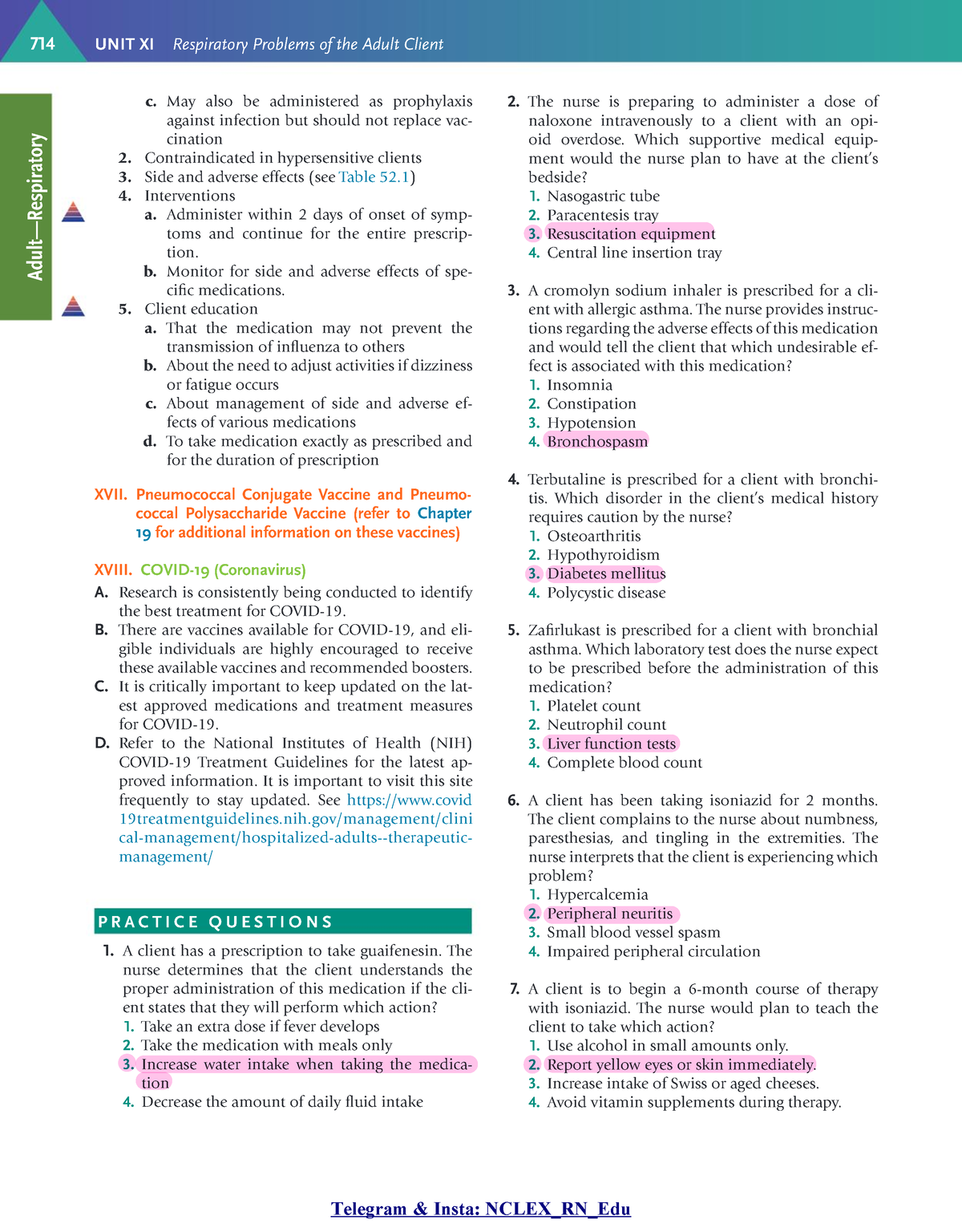 Saunders Respi Pharma - This is from Saunder’s 10th Ed - Adu$t—Respirat ...