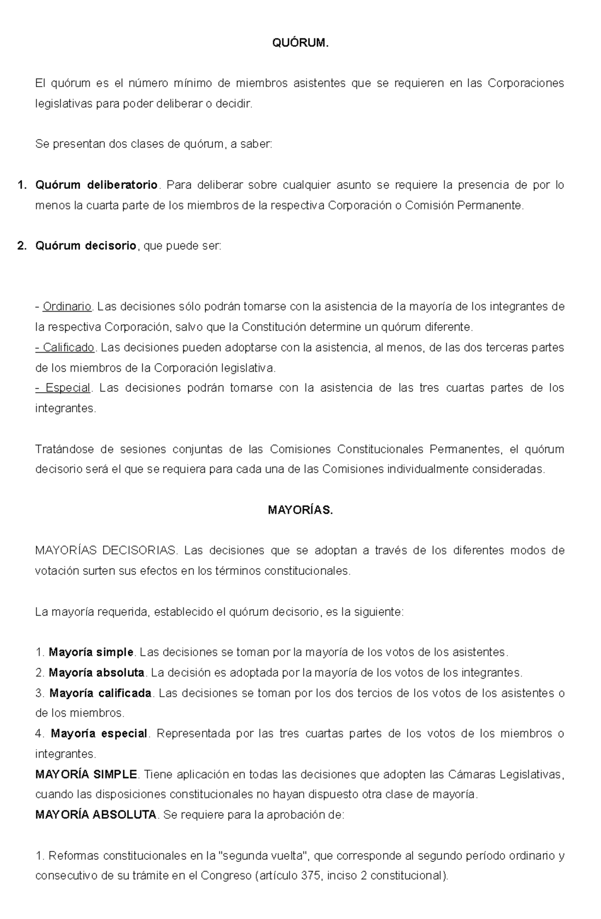 QuÓrum - vdfeveedaeg - QUÓRUM. El quórum es el número mínimo de ...