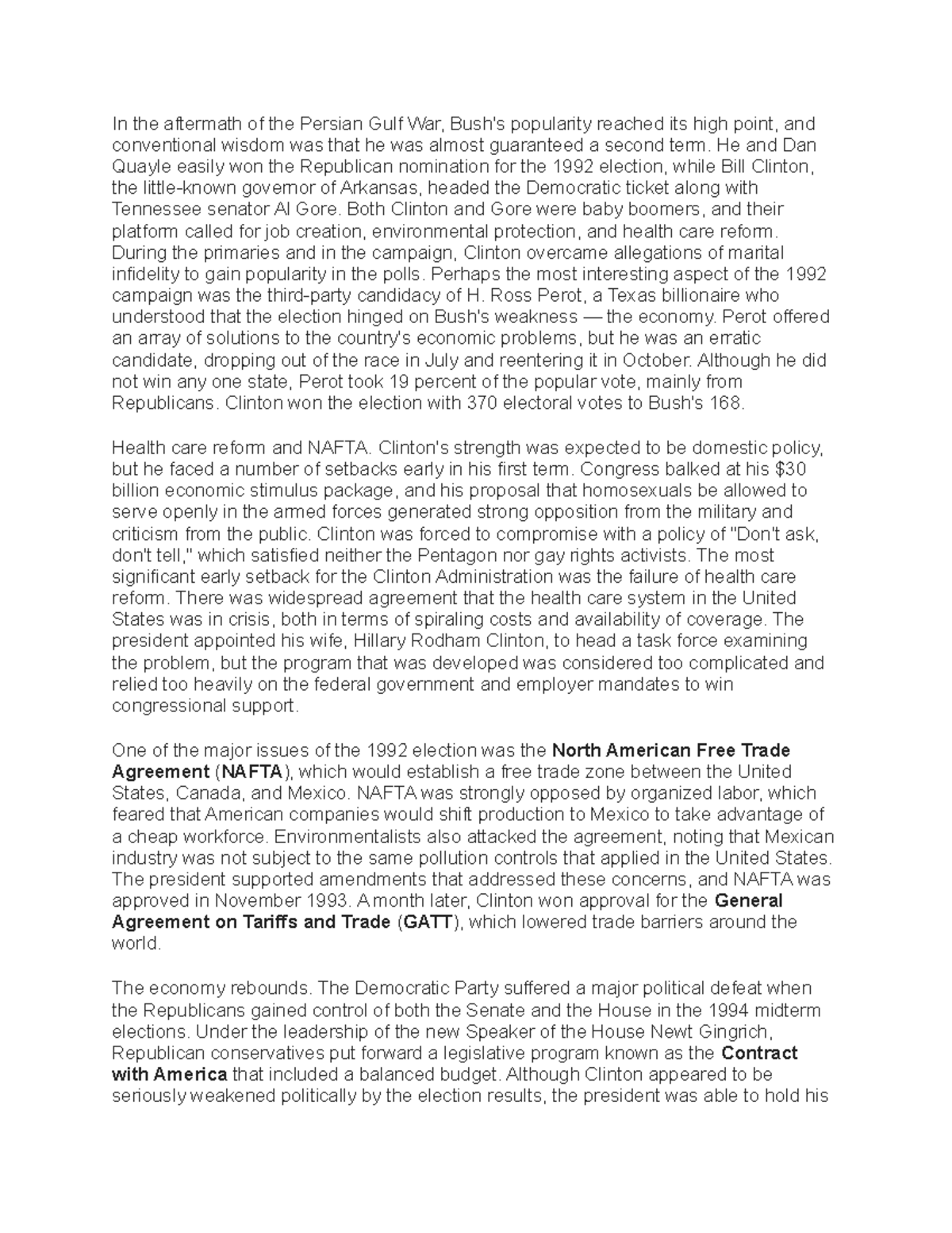 The Clinton Years United States history II notes topic. In the