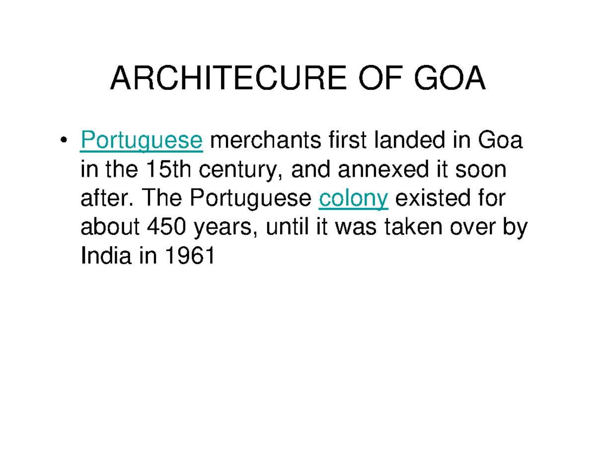 UNIT 5A2013 1121072511 ARCHITECURE OF GOA • Portuguese merchants