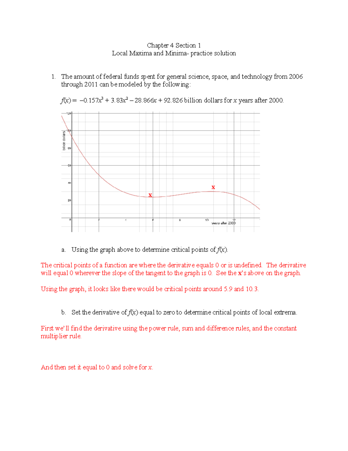 Local max min practice soltuions - Chapter 4 Section 1 Local Maxima and ...