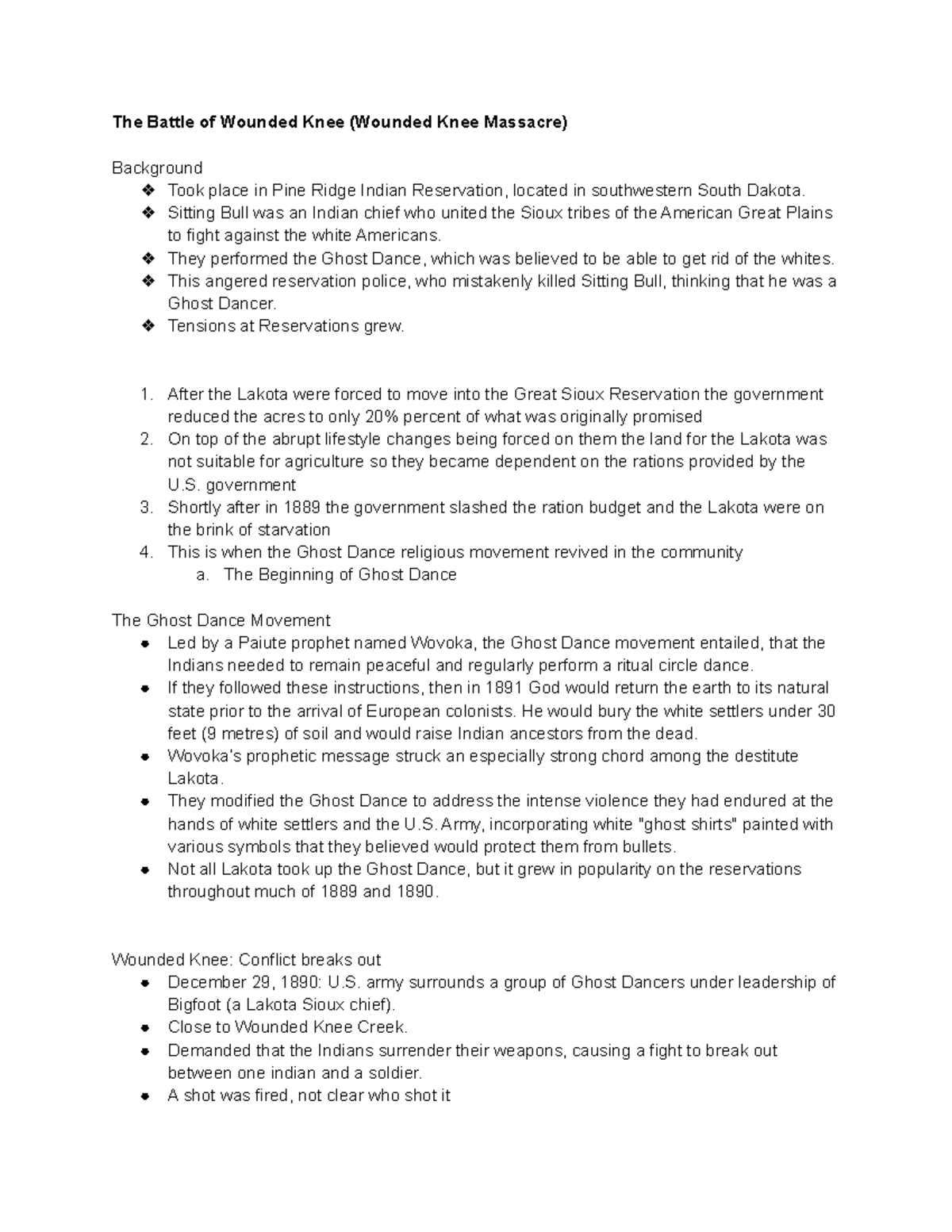 The Battle of Wounded Knee (Wounded Knee Massacre) The Battle of