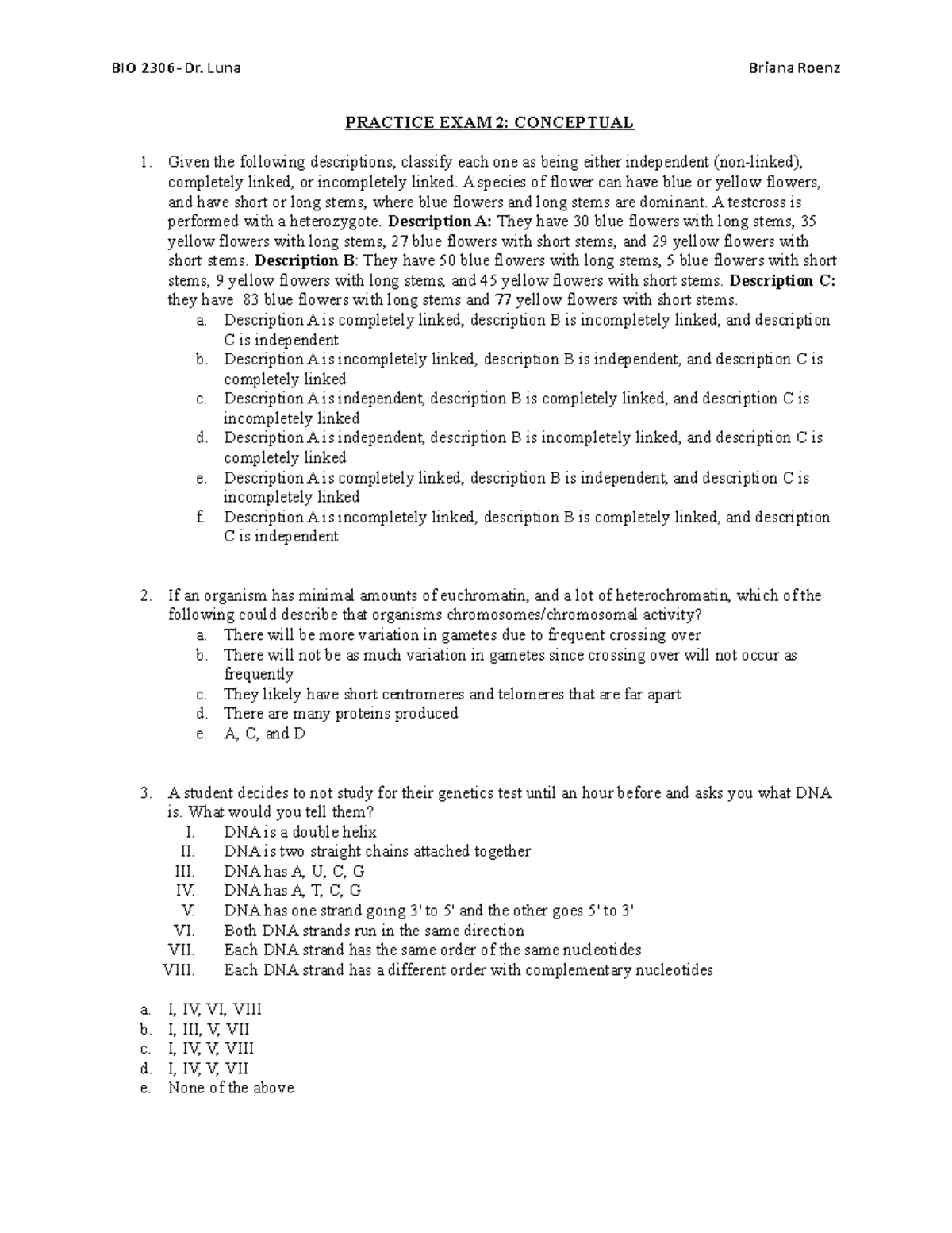 BIO+2306+Practice+Exam+2+%28 Conceptual%29 - PRACTICE EXAM 2 ...