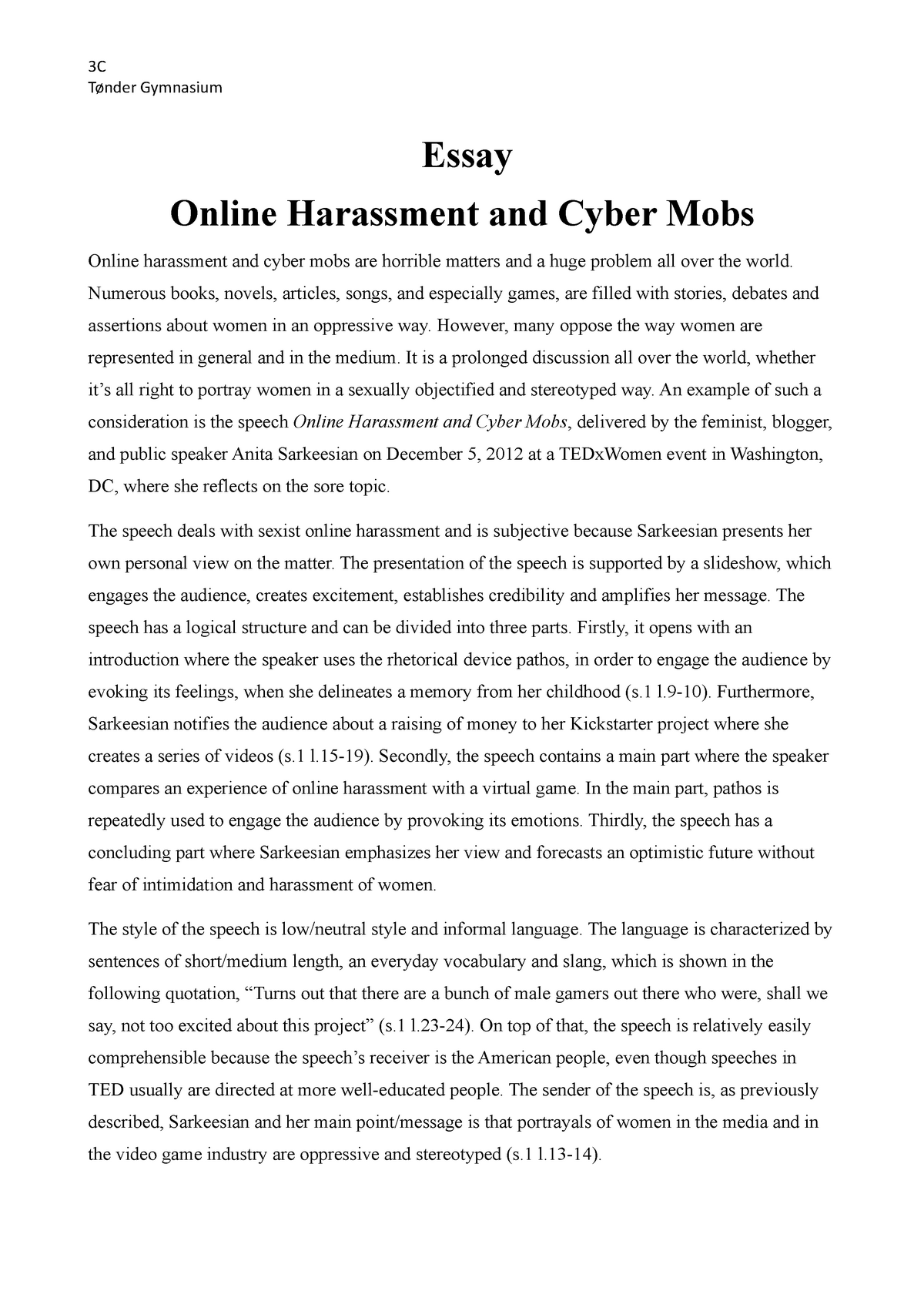 cyber harassment essay