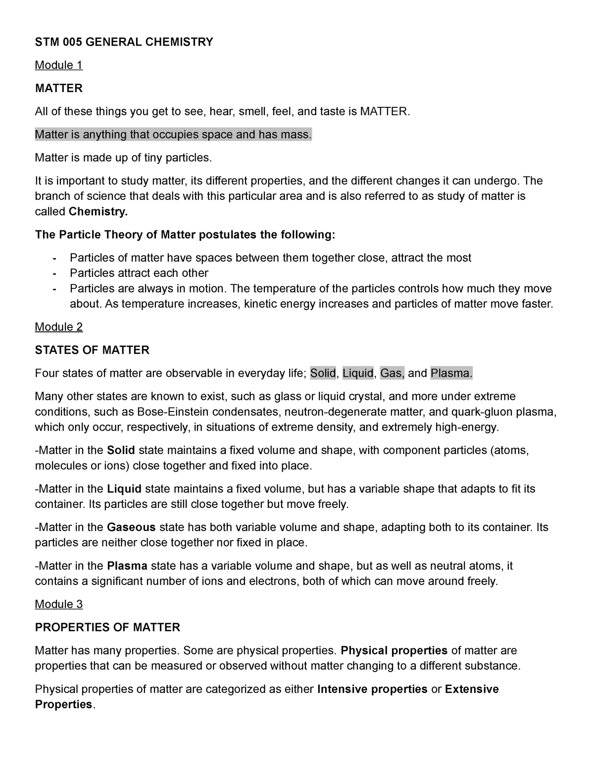 1ST Periodical EXAM Reviewer - STM 005 GENERAL CHEMISTRY Module 1 ...