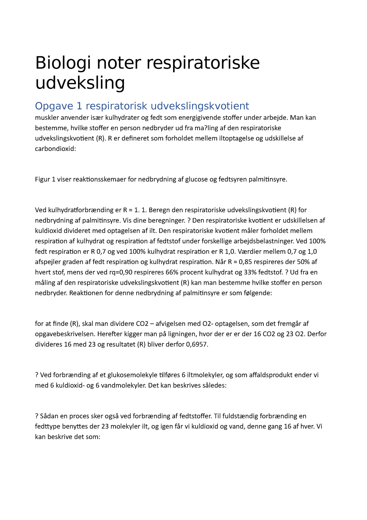 Biologi Noter Respiratoriske Udveksling - Biologi Noter Respiratoriske ...