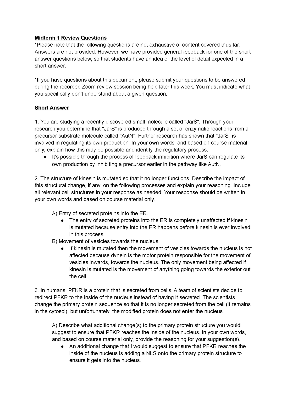 Midterm 1 Review Questions - **Midterm 1 Review Questions *** Please ...