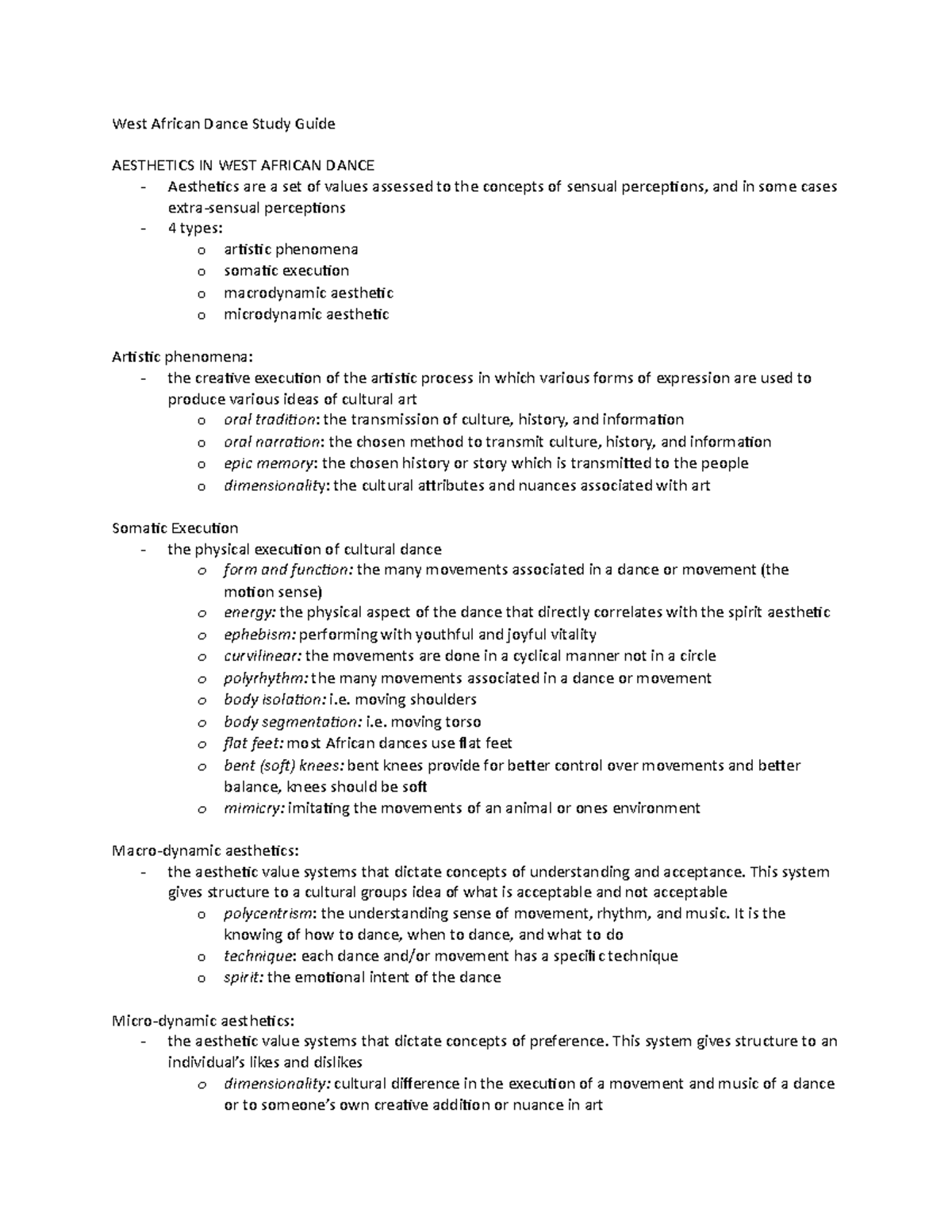 West African Dance Study Guide - West African Dance Study Guide ...