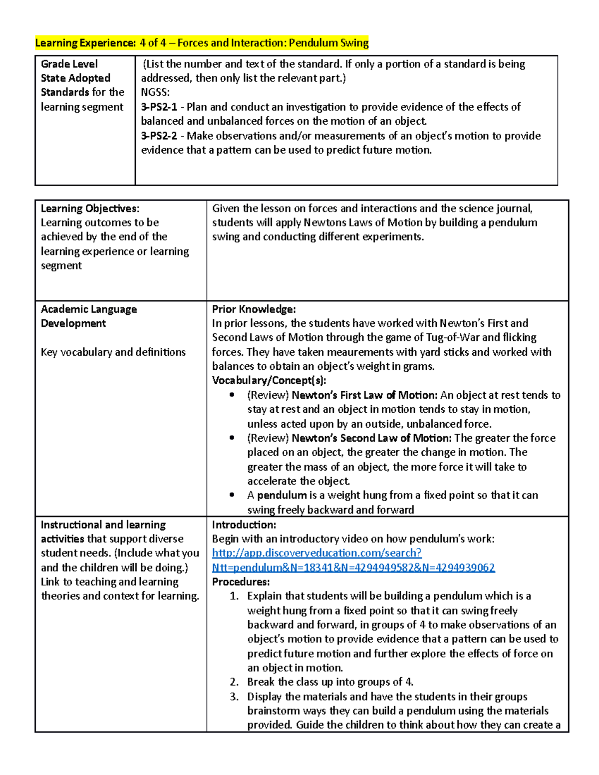edTPA 3rd Grade Science Lesson 4 of 4 - Learning Experience: 4 of 4 ...