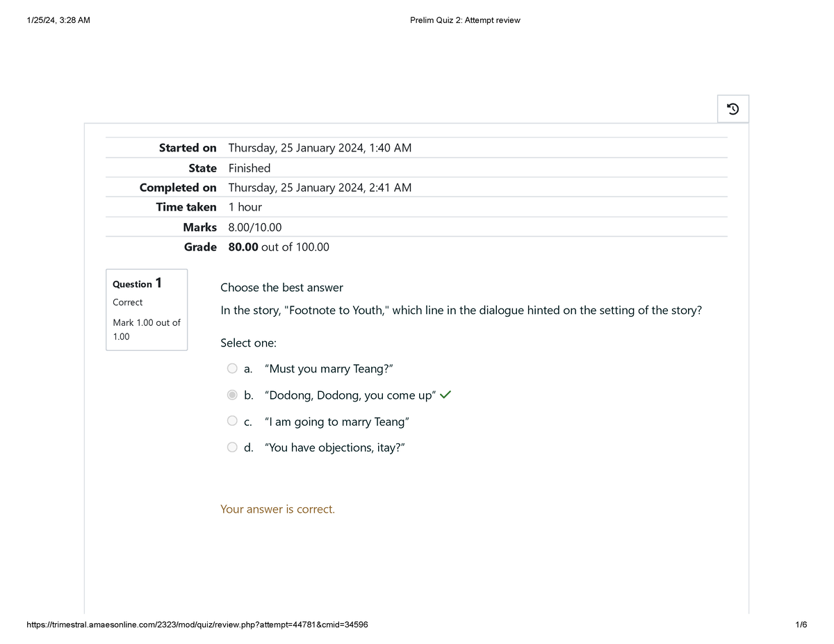 Prelim Quiz 2 Attempt Review - Question 1 Correct Mark 1 Out Of 1 ...