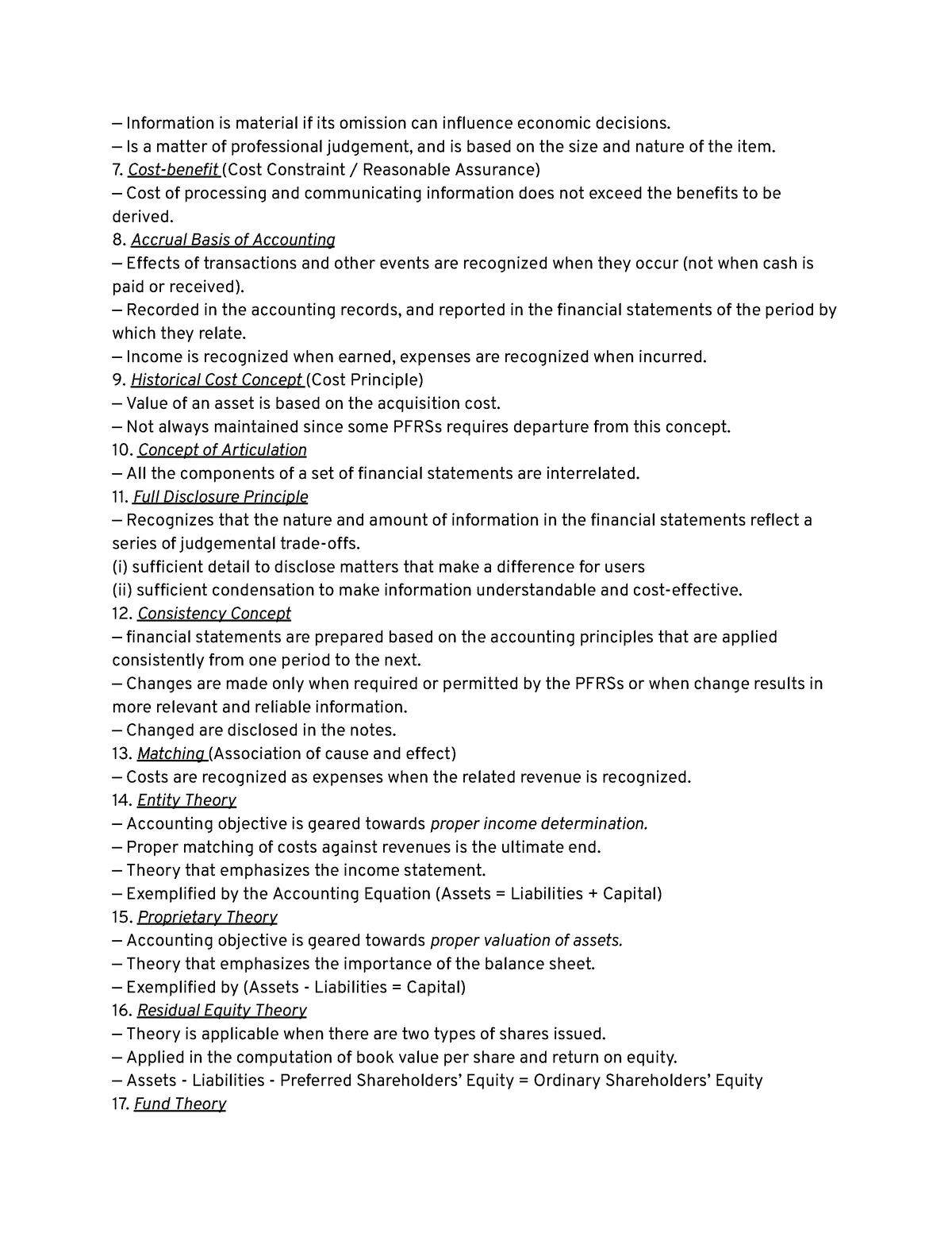 CF 4 - Conceptual Framework notes - — Information is material if its ...