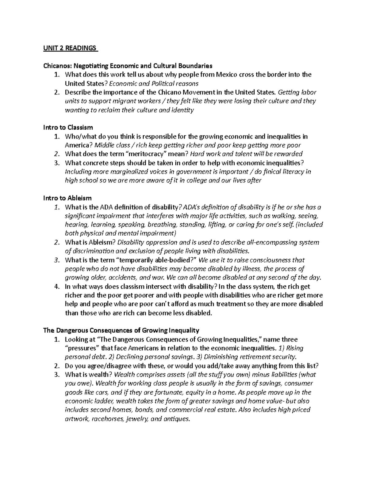 HUM 152 UNIT 2 Readings - UNIT 2 Reading questions and answers - UNIT 2 ...