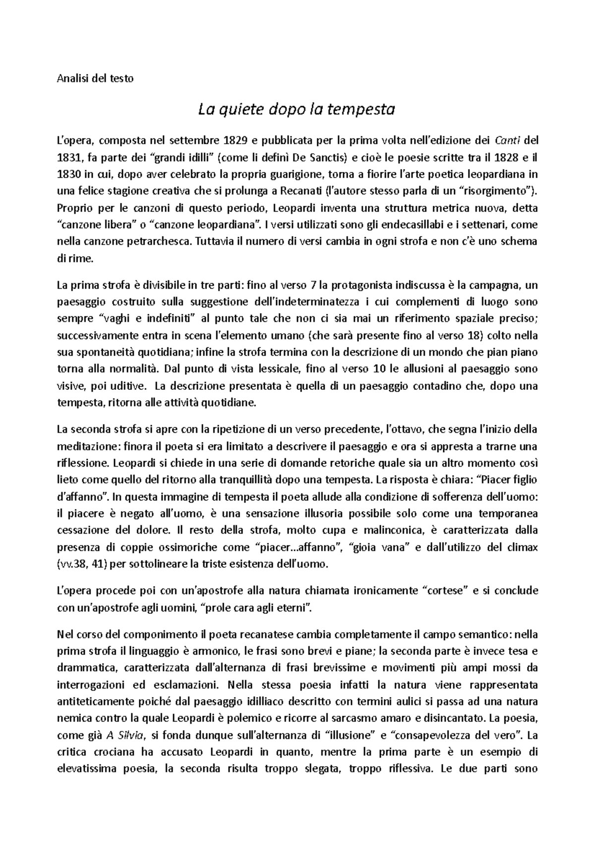 quando la tempesta arriverà testo