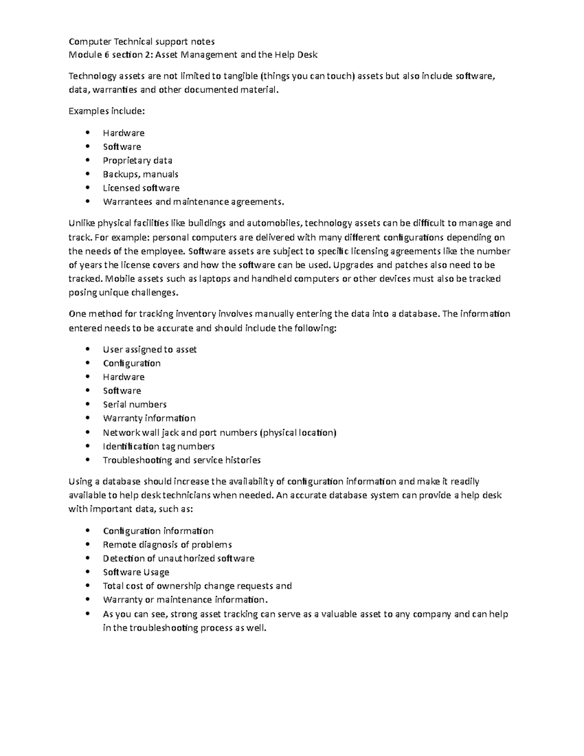 Technical support module 6 sec - Computer Technical support notes ...