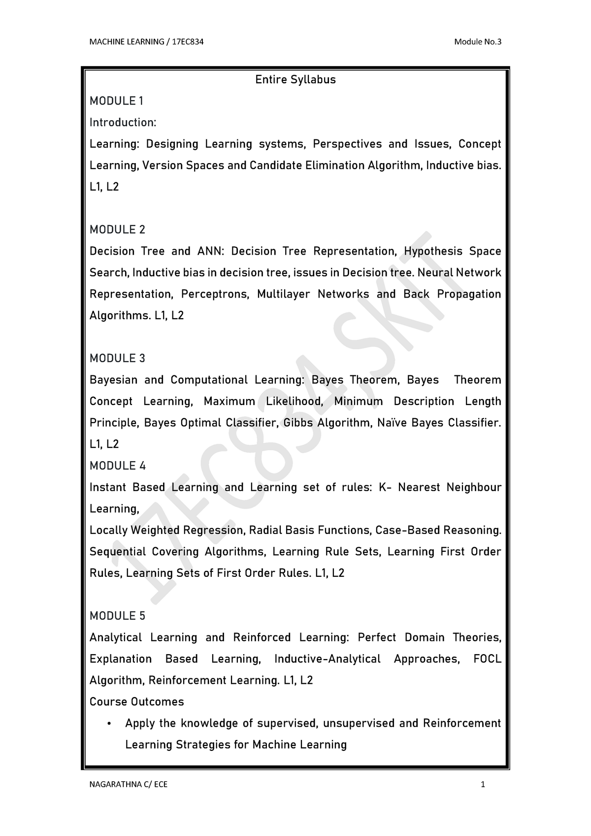 Module 3-17EC834 - Lecture Notes 3 - Entire Syllabus MODULE 1 ...