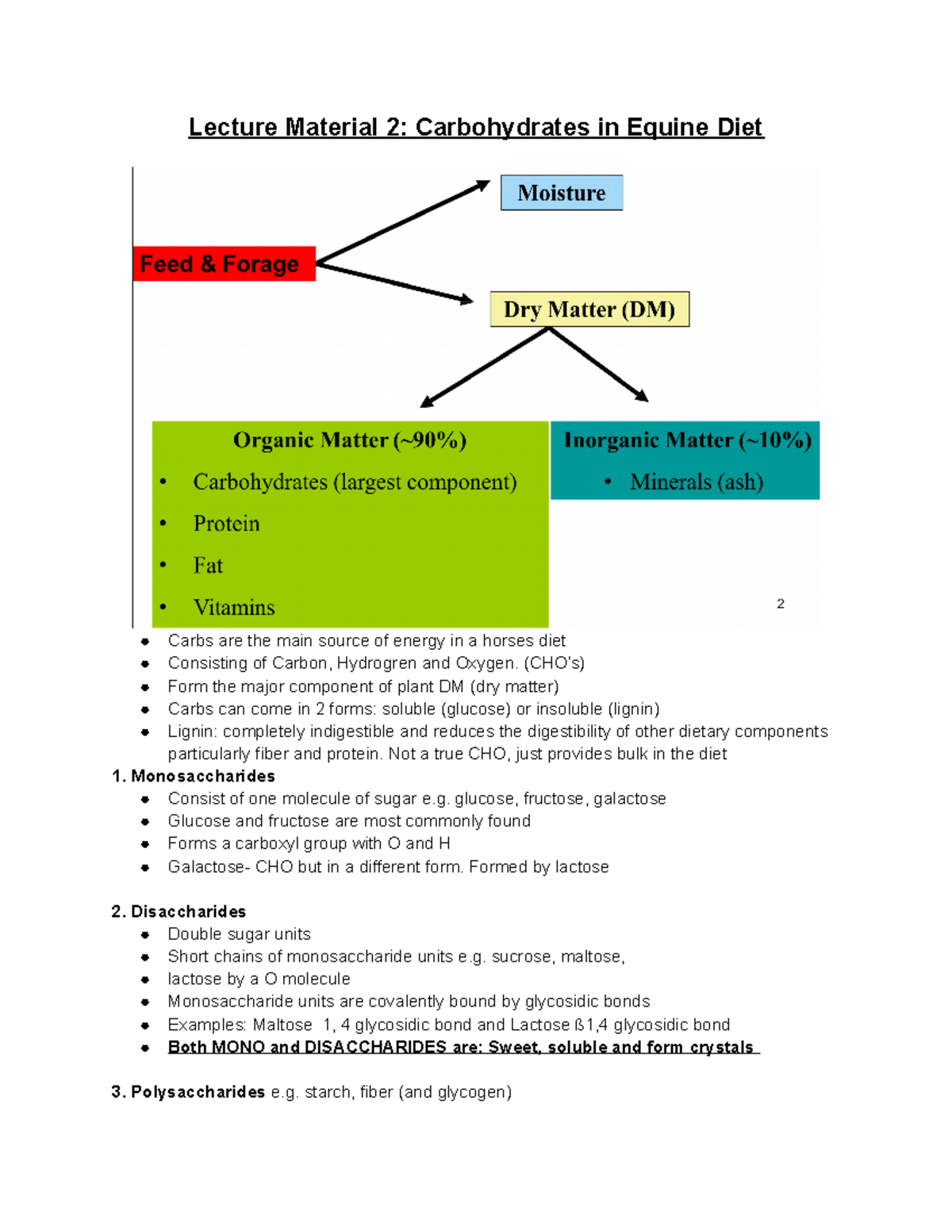 Carbohydrates In Equine Diet - Lecture Material 2: Carbohydrates In ...