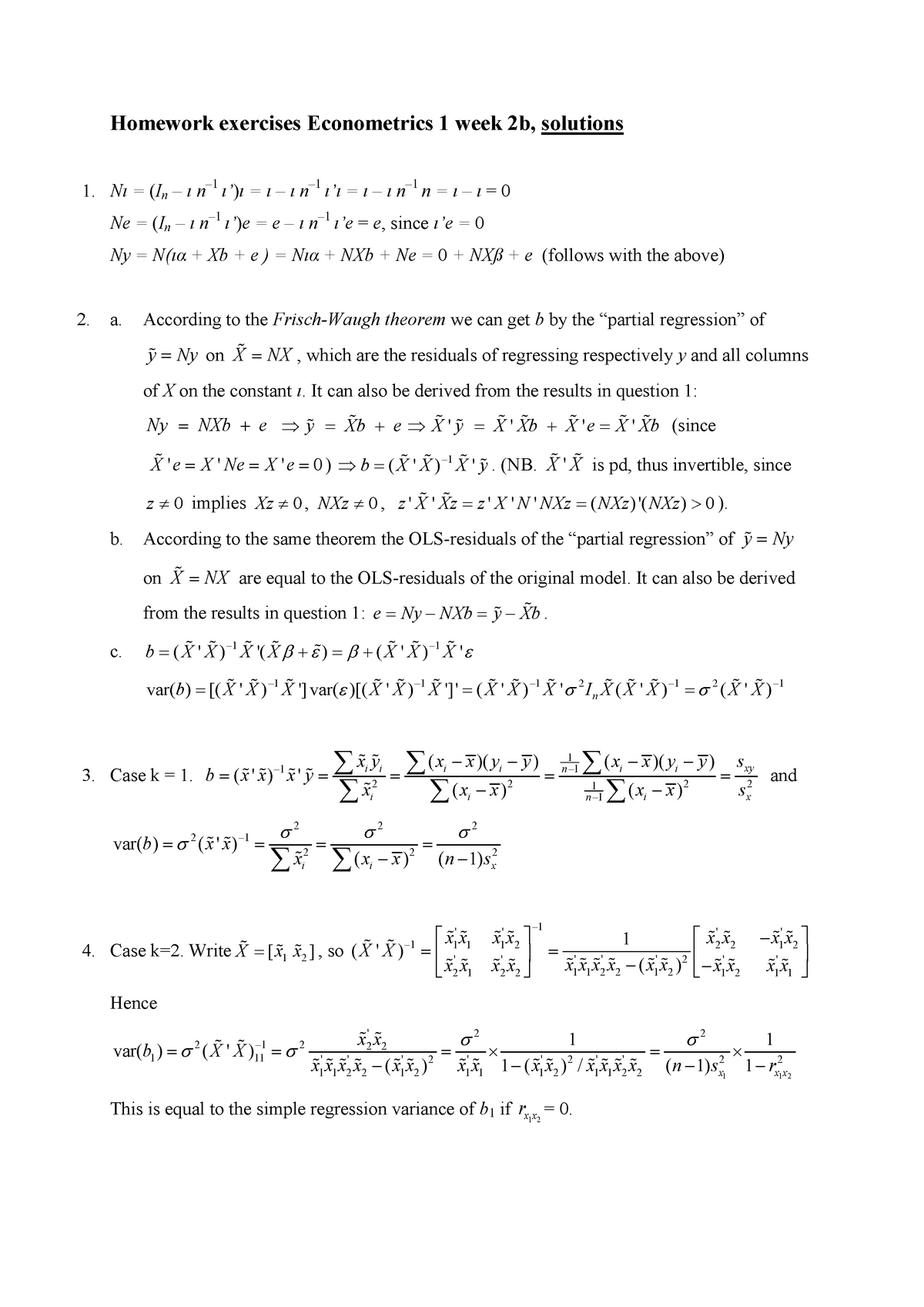 Homework 2b Solutions Exercises To Be Made 6012b0285y Studocu