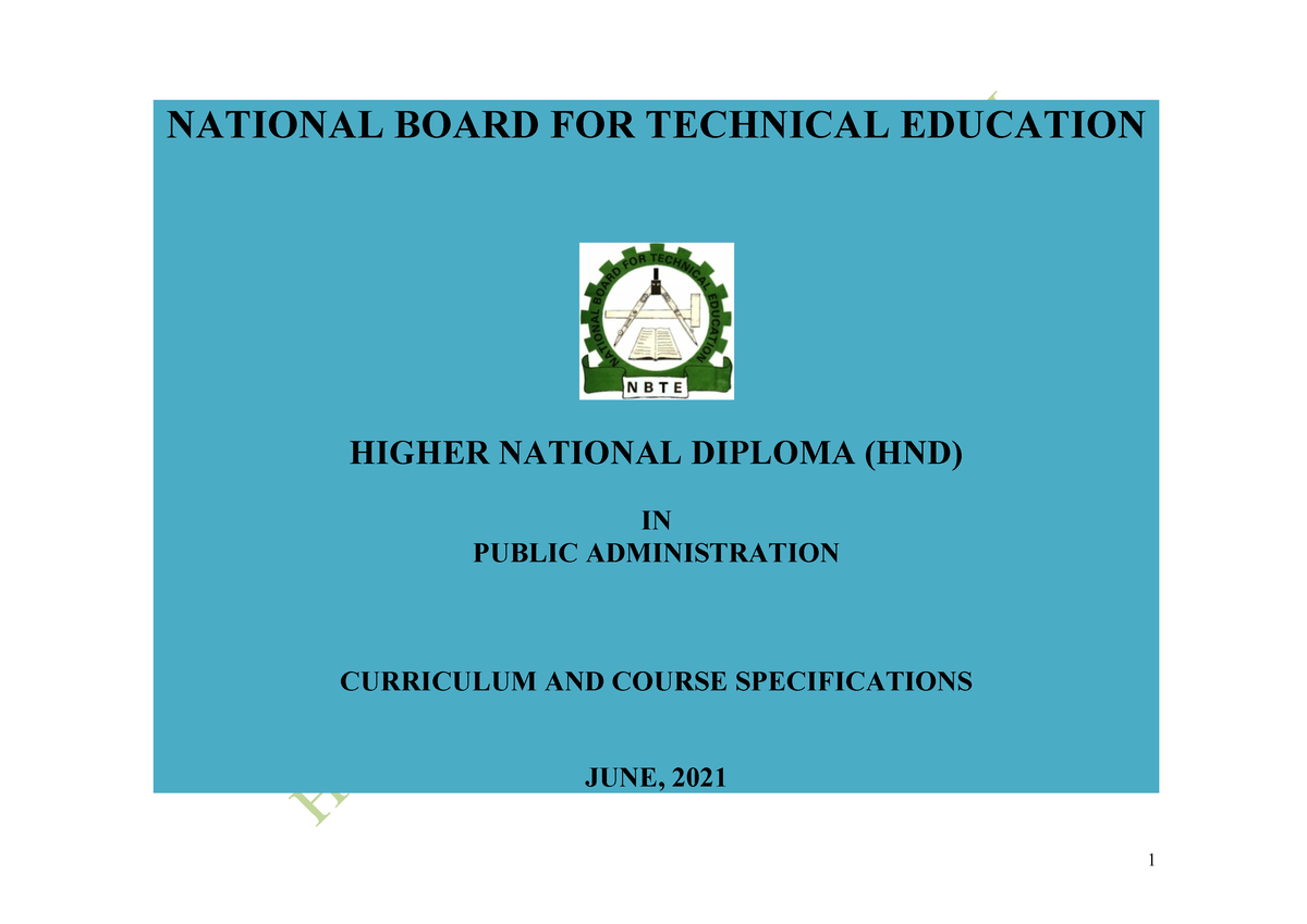 HND Public Ready Fr Printing 3 NATIONAL BOARD FOR TECHNICAL EDUCATION   Thumb 1200 849 