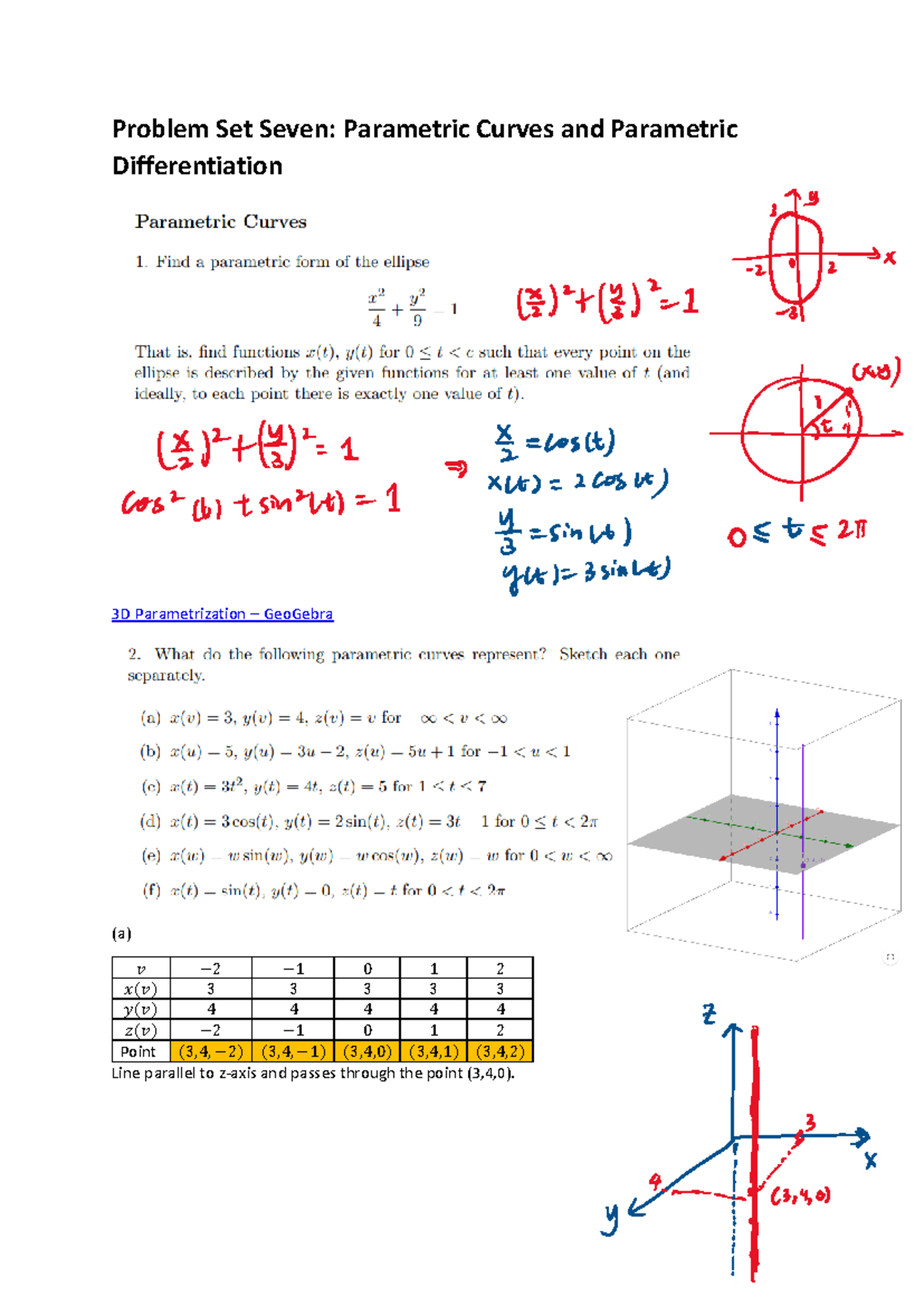 Tutorial 7 Mathematics MAT1841 - Problem Set Seven: Parametric Curves ...