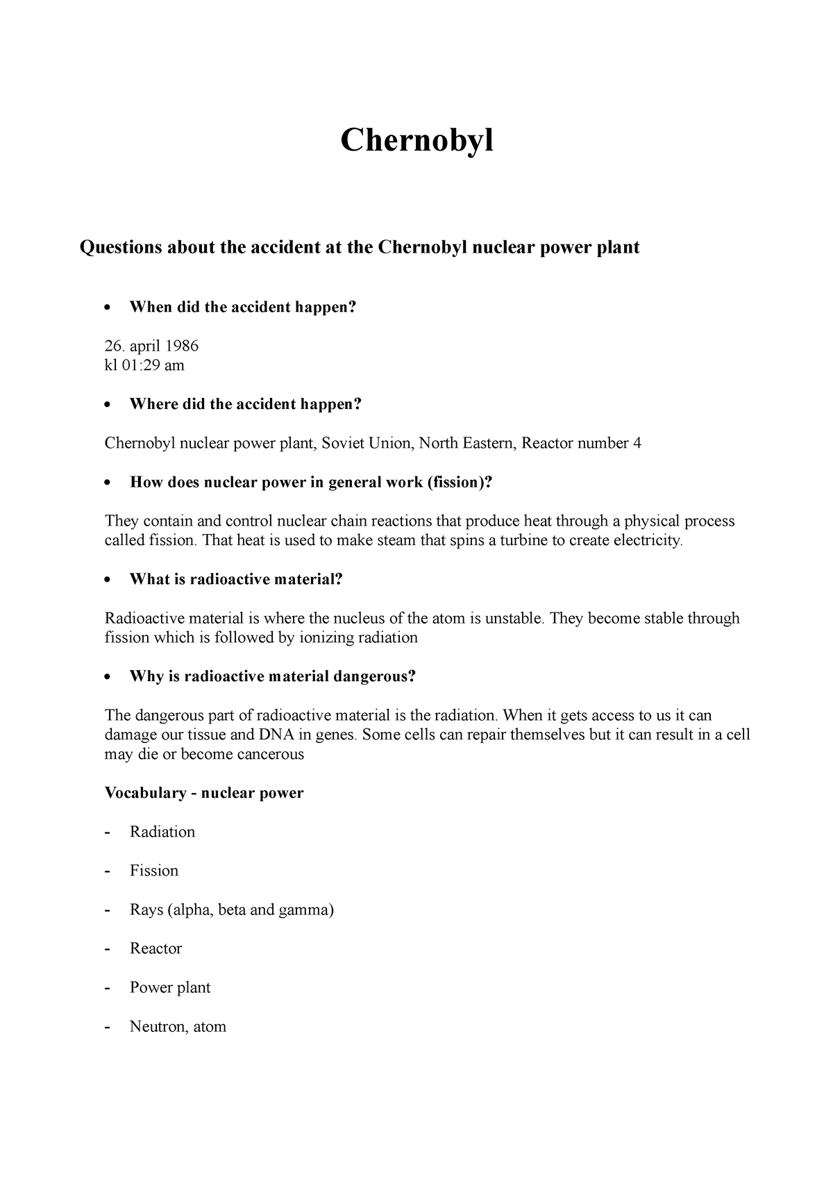 historical research questions about chernobyl