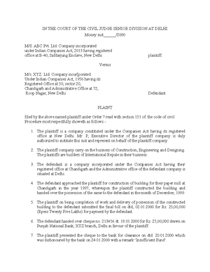 479463011 Format of a Plaint in a Civil Suit Drafting - Format of a ...