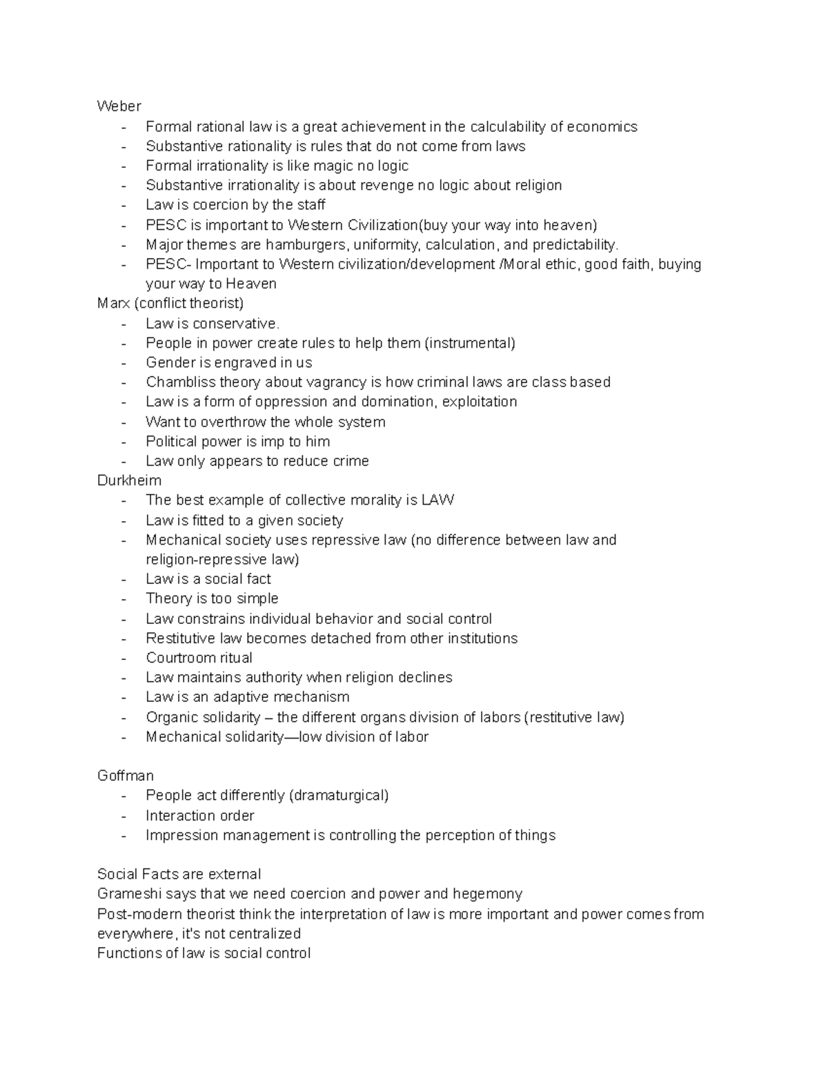 Clj notes - exam 1 sum - Weber - Formal rational law is a great ...