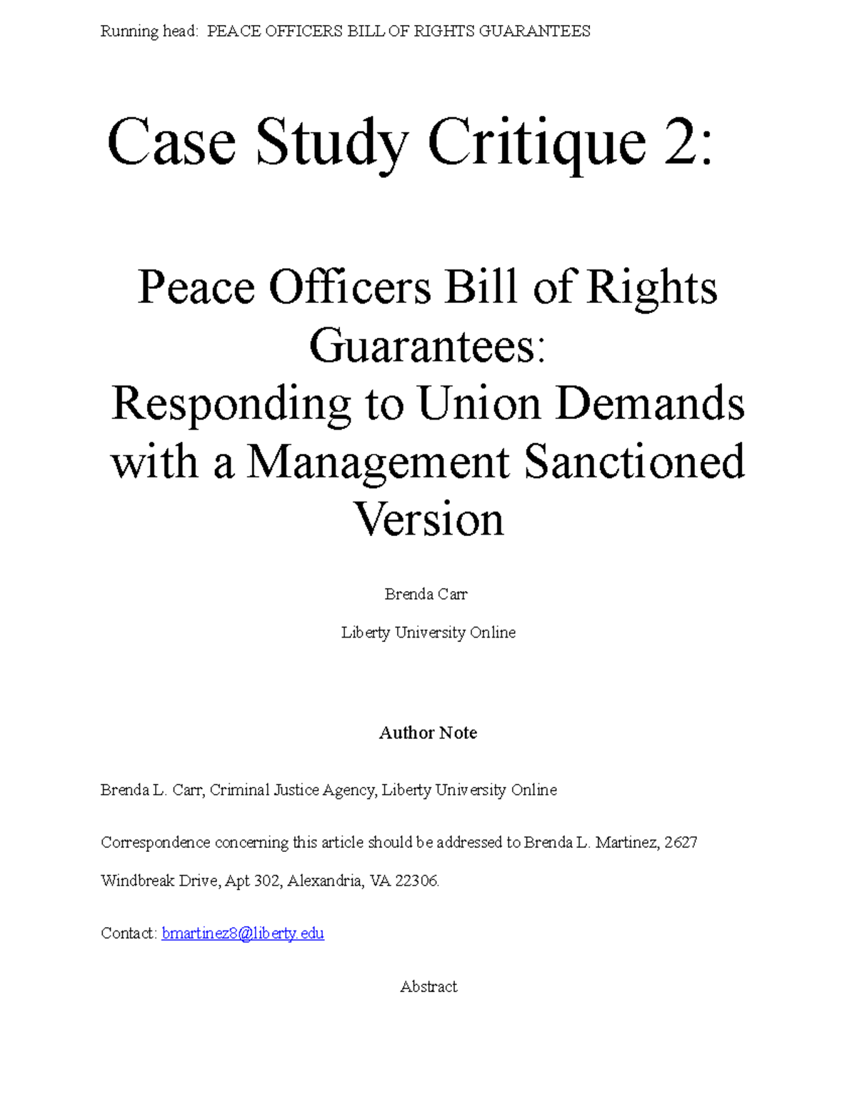 case study critique officer bill of rights assignment