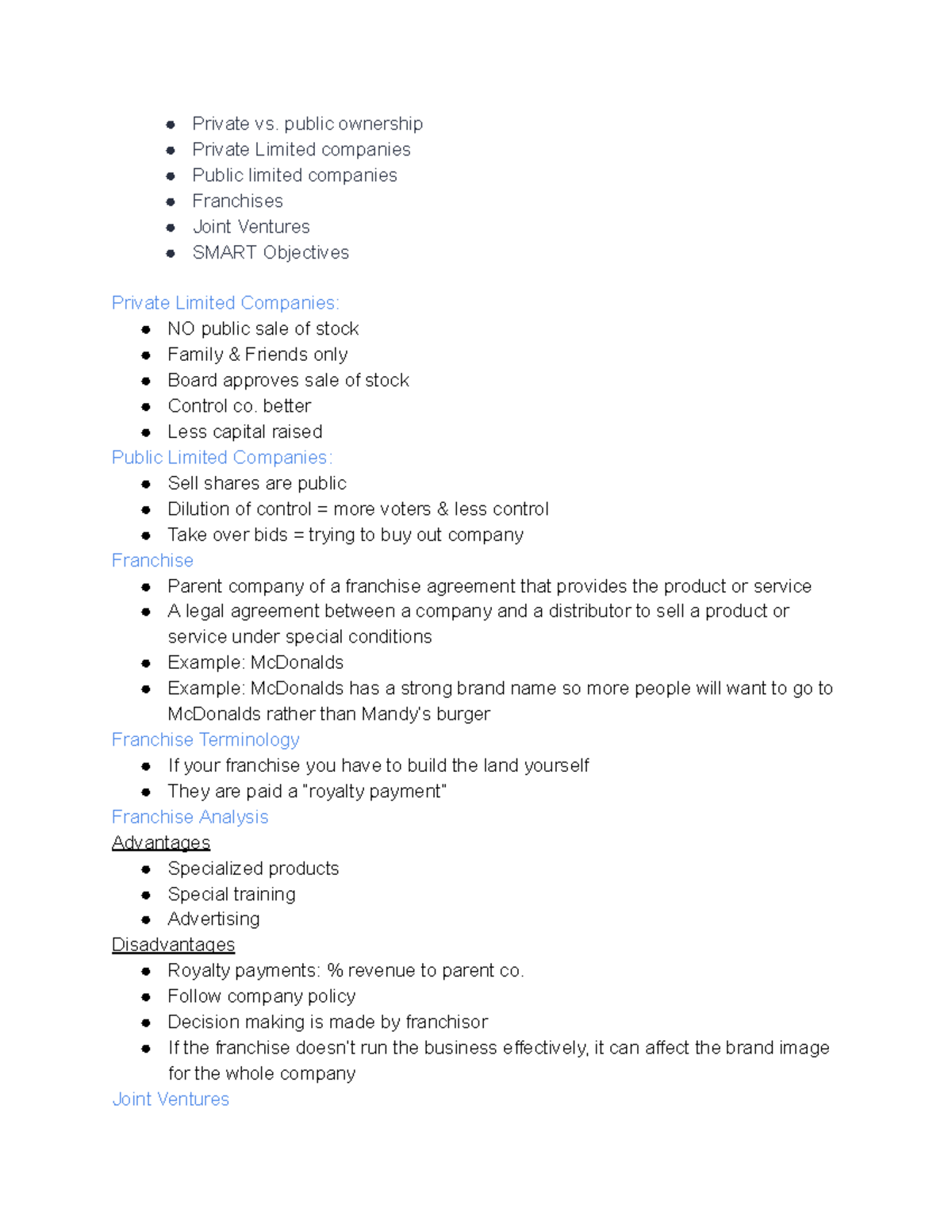 Business Ownership Styg - Private vs. public ownership Private Limited ...