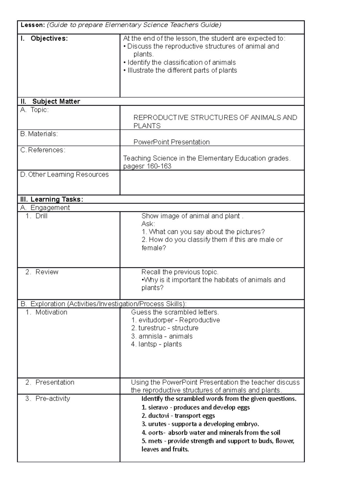 1 Elementary Science Taeching Guide - Lesson: (Guide to prepare ...