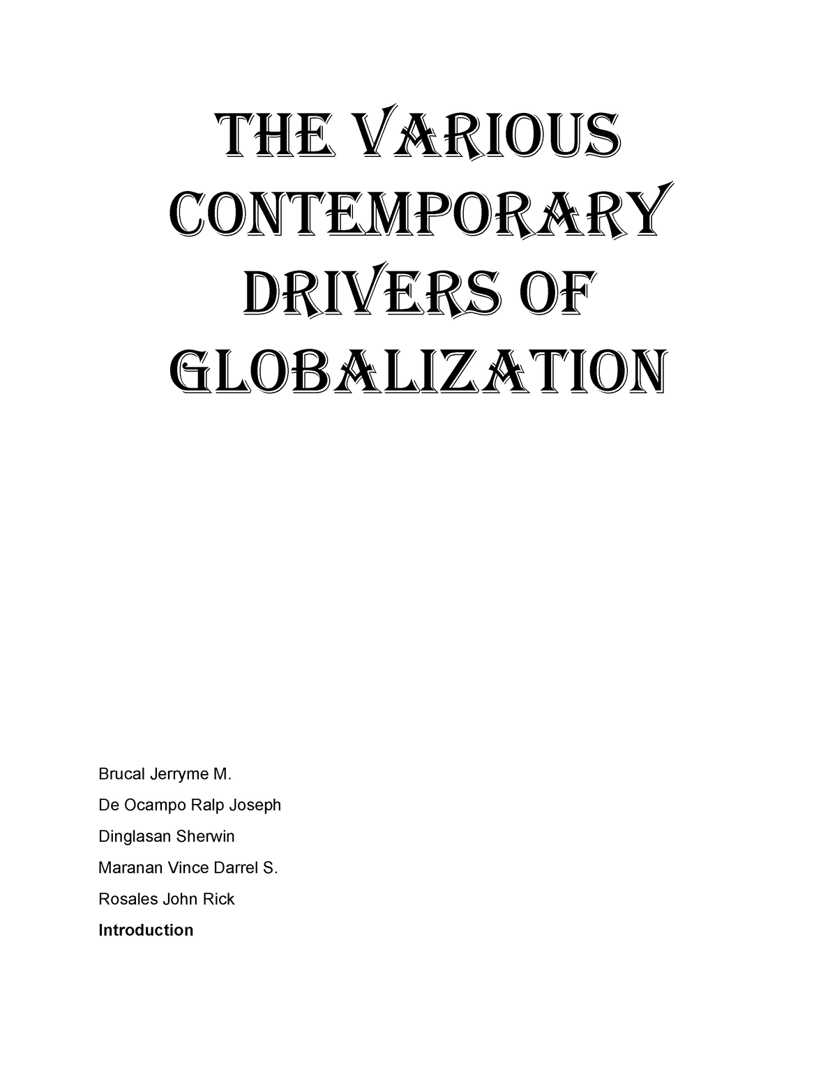 the main drivers of globalization