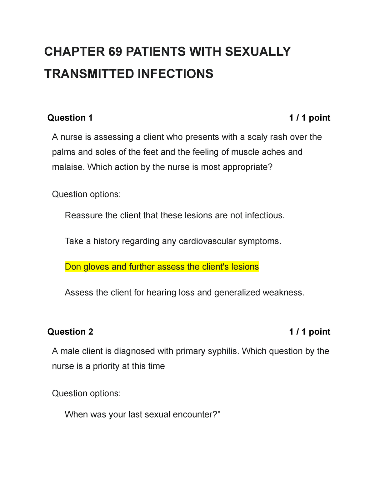 Chapter 69 Patients WITH Sexually Transmitted Infections - CHAPTER 69 ...