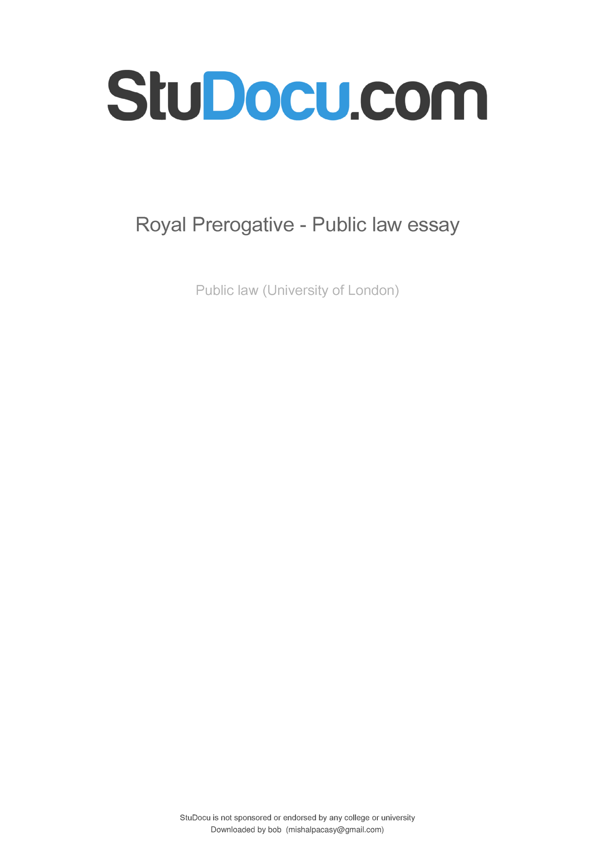 royal prerogative public law essay