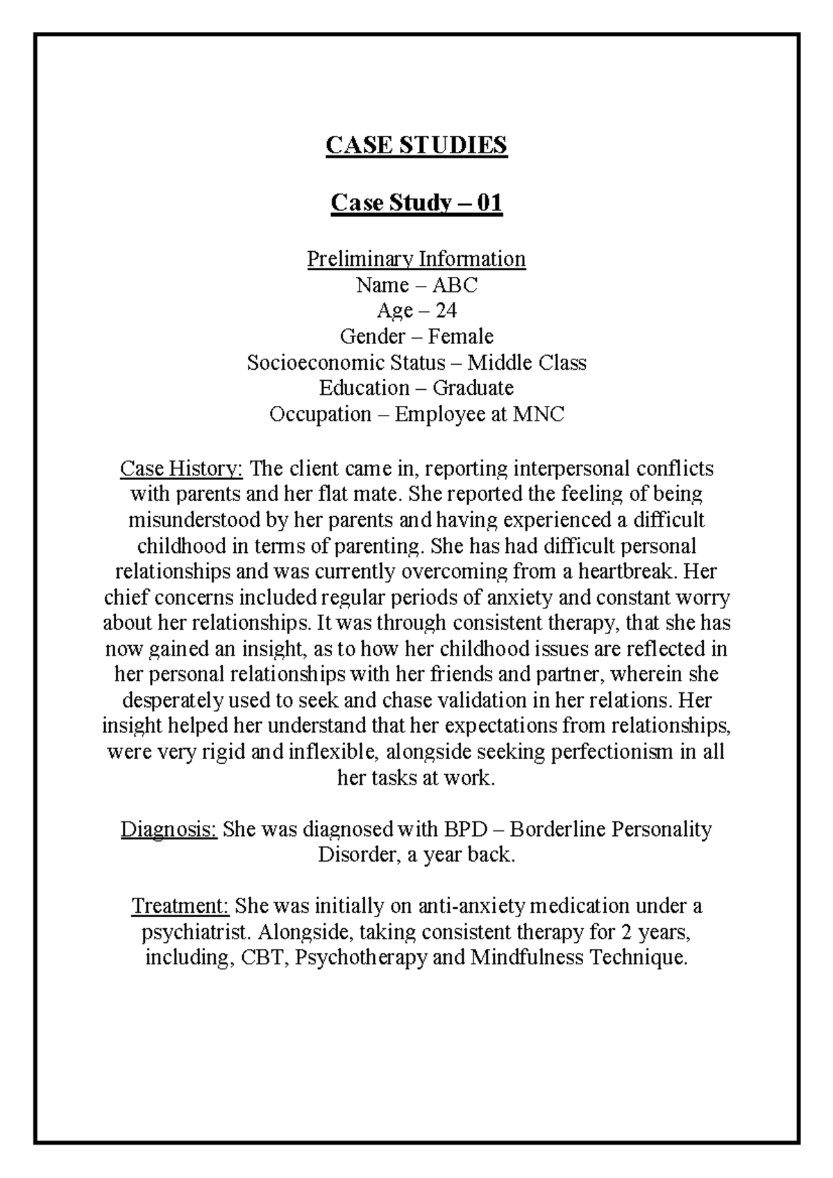 Case - Case Study - CASE STUDIES Case Study – 01 Preliminary ...