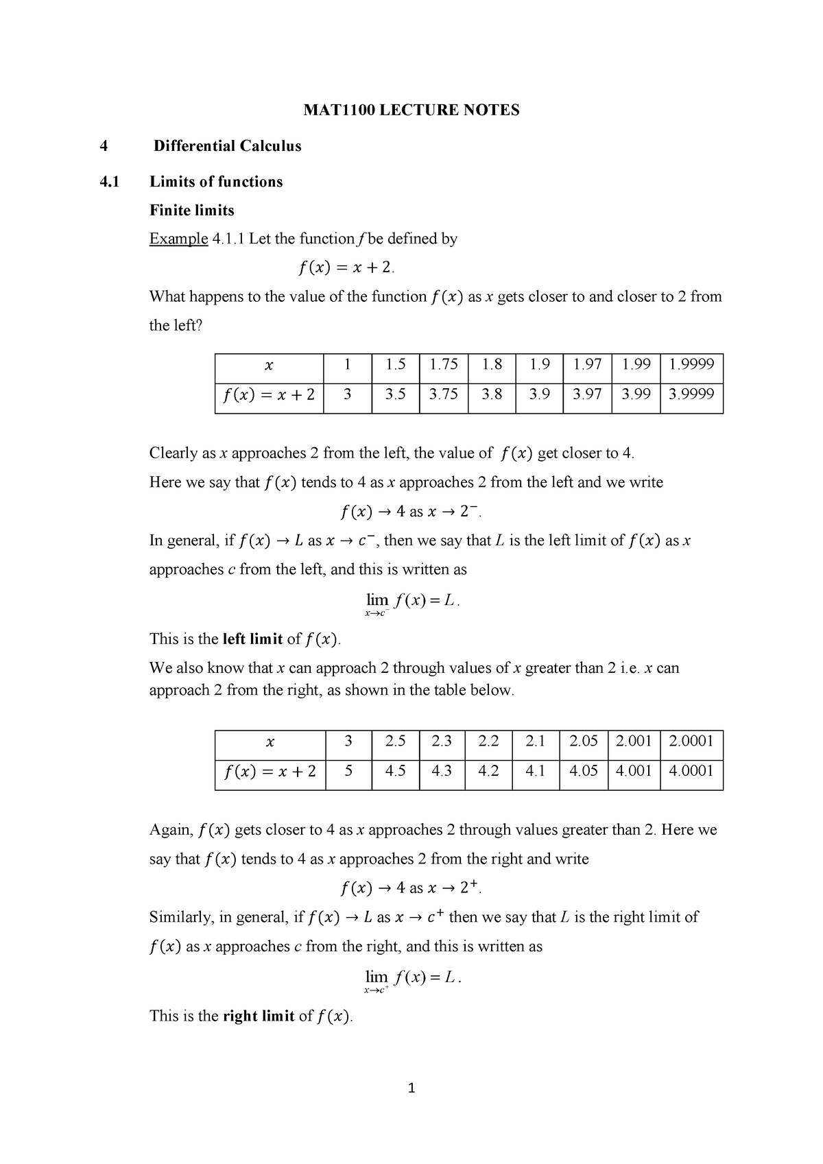 Differential Calculus 1 Let The Function F Be Defined By 𝑓 𝑥 𝑥 2 What Happens To The Value Of Studocu