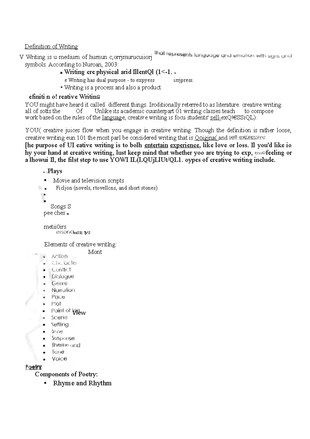 EL 122 Subject Materials - Definition of Writing V Writing is u mediurn ...