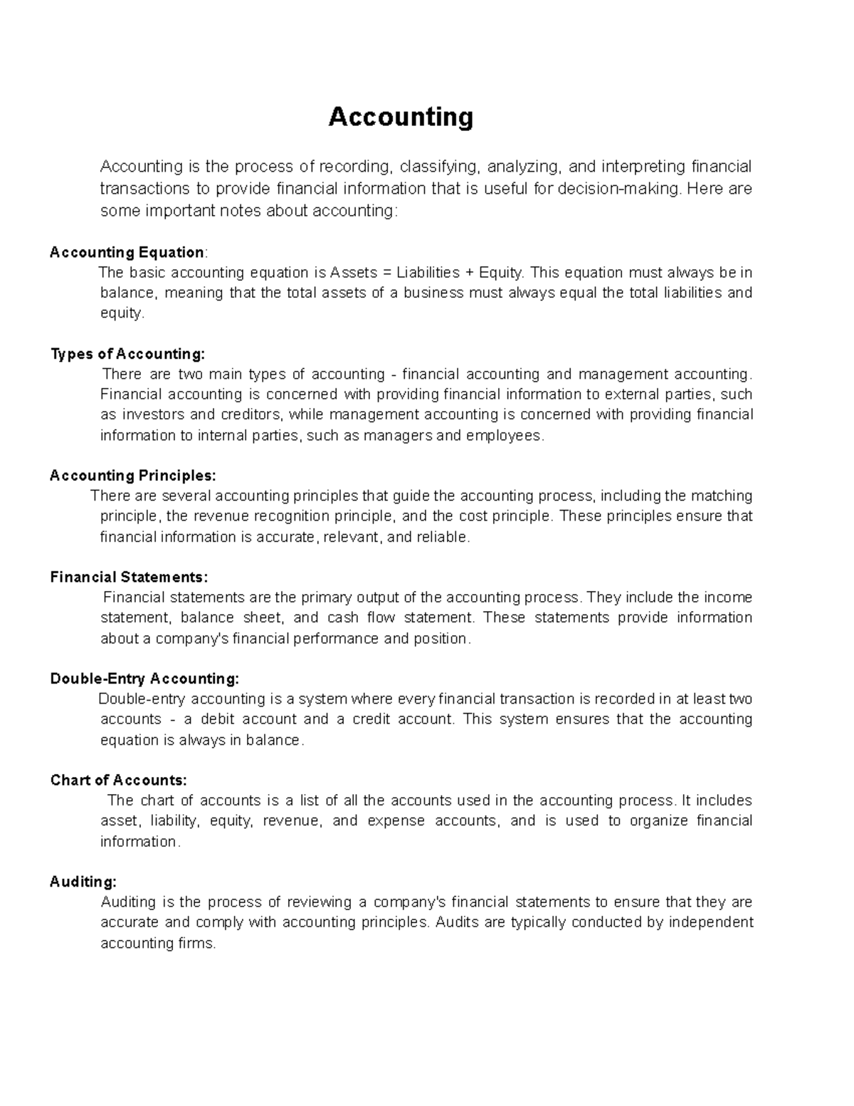 Accounting - Accounting Accounting is the process of recording ...