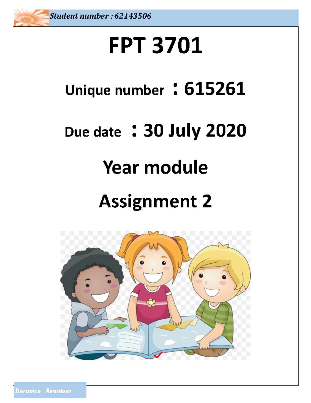 62143506 FPT3701 02 MARK083100 - Year module - FPT - Unique number ...