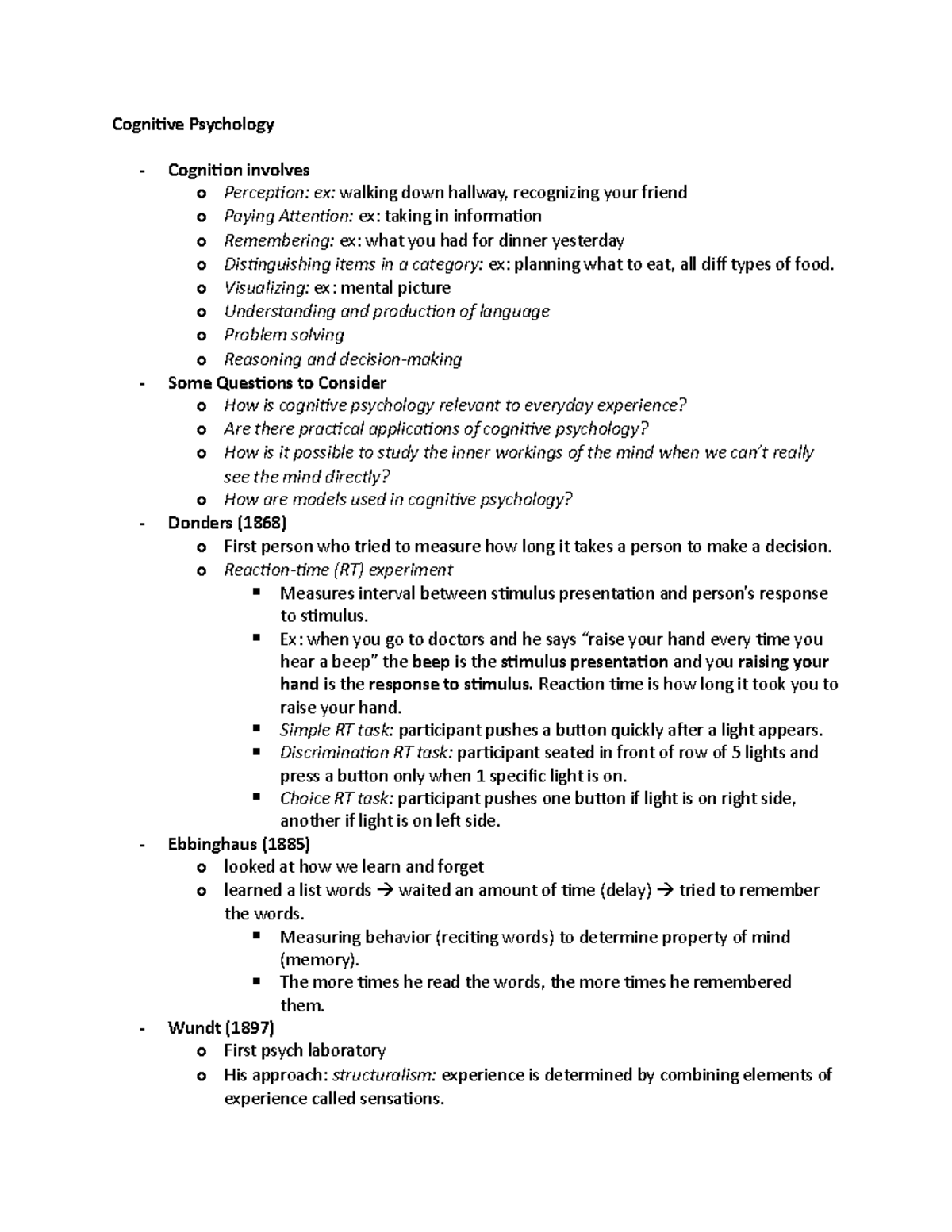 Cognitive Psychology Chapter 1 - Cognitive Psychology - Cognition ...