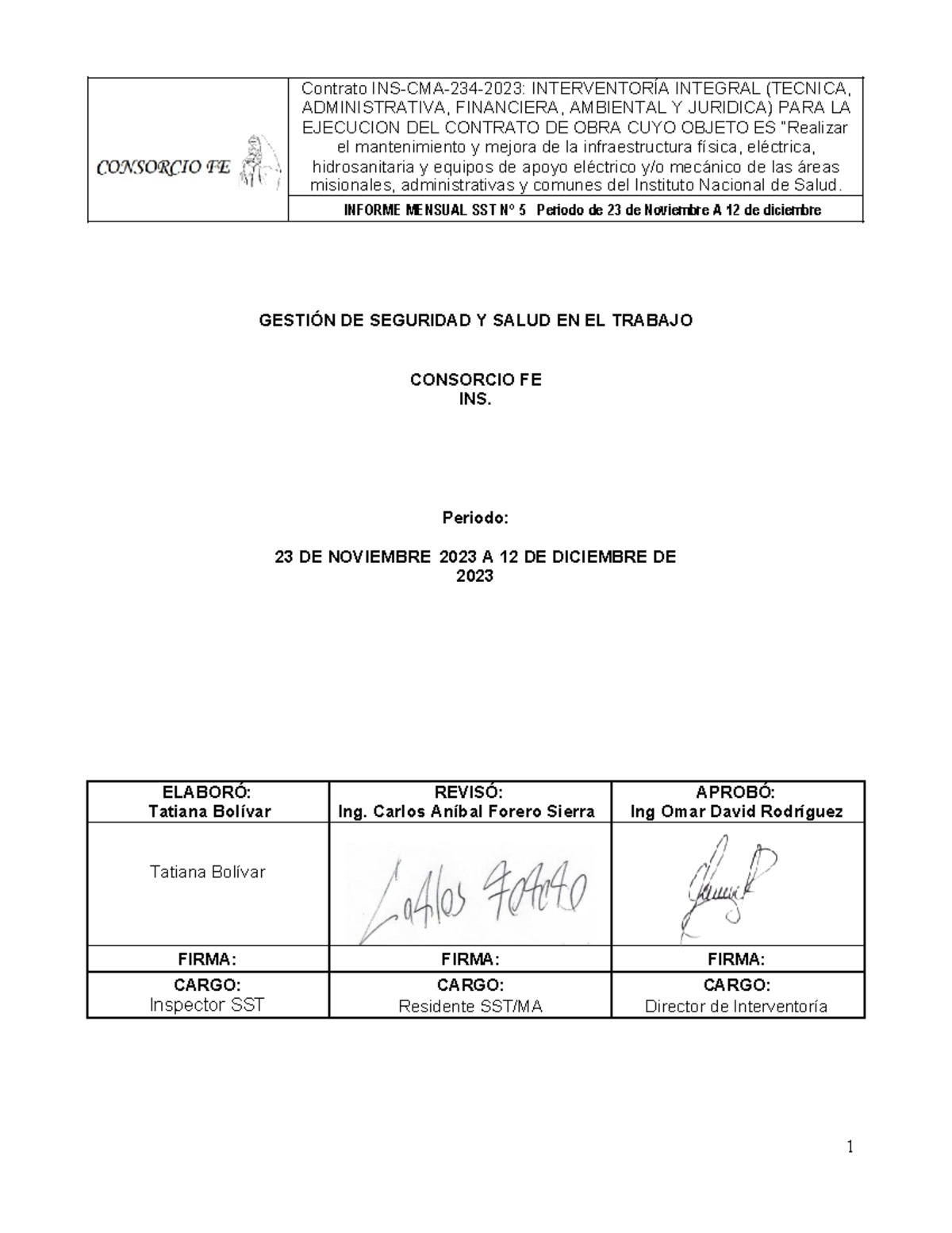 Informe Mensual SST INS - N5 Diciembre 2023 V2 - ADMINISTRATIVA ...