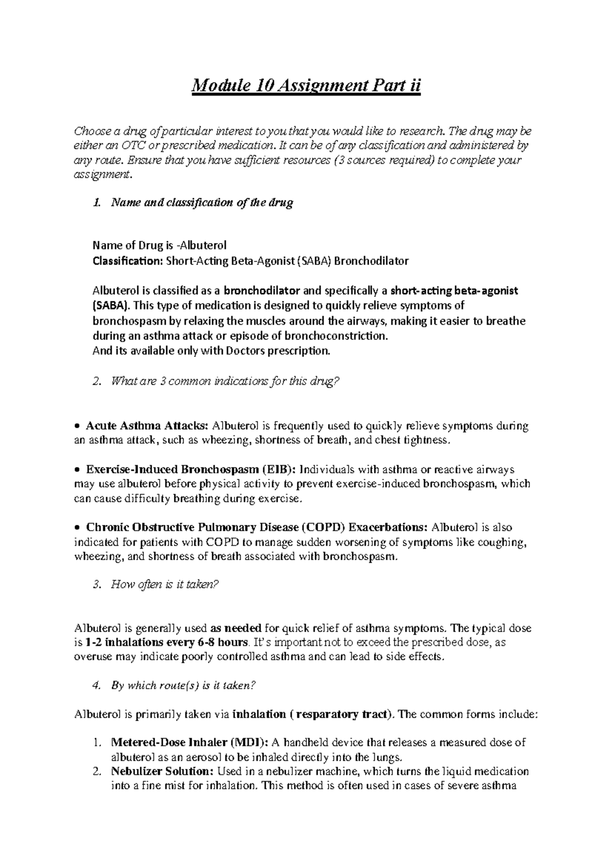 Module 10 Assignment Part 2 - Module 10 Assignment Part ii Choose a ...