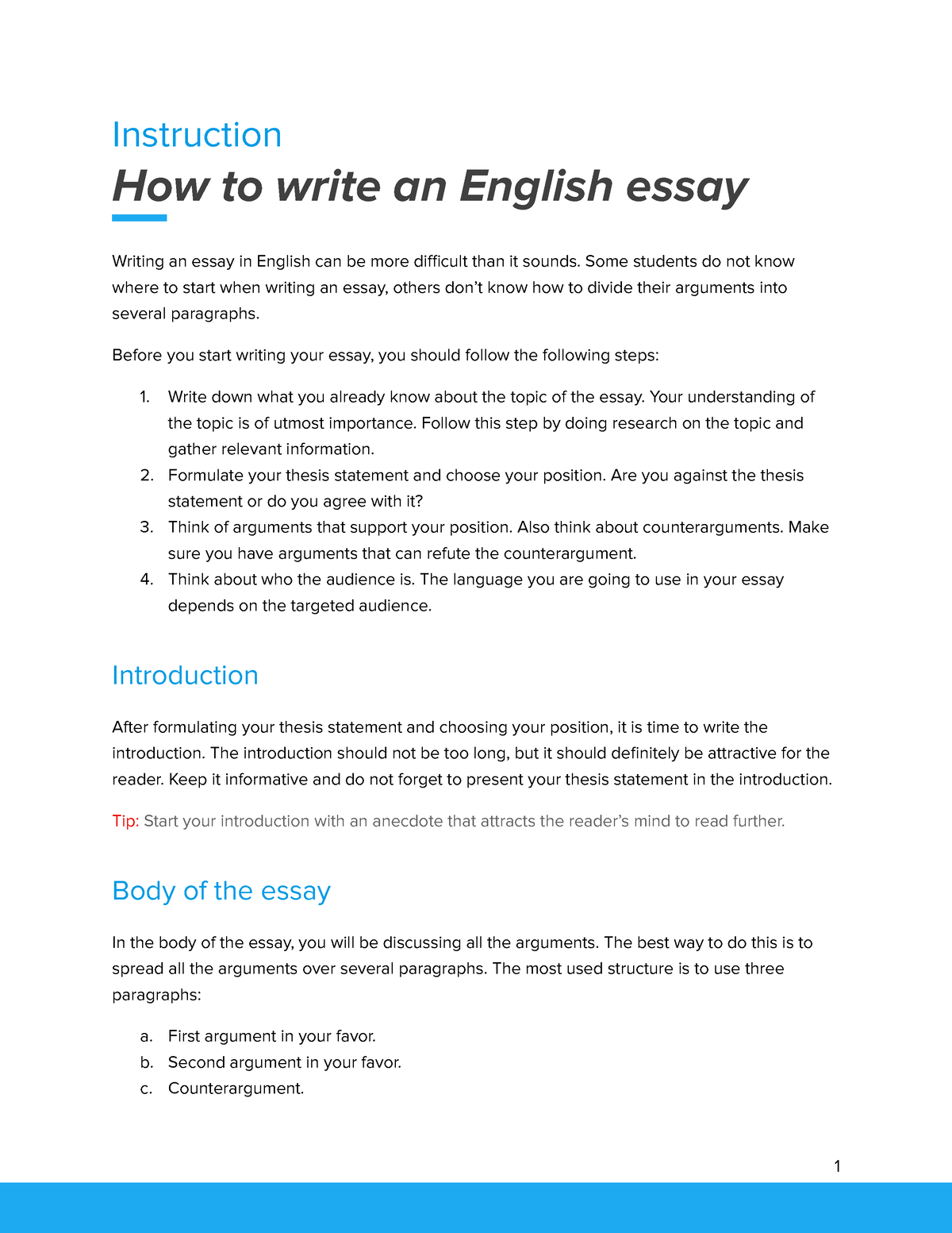 how to write an english essay grade 11