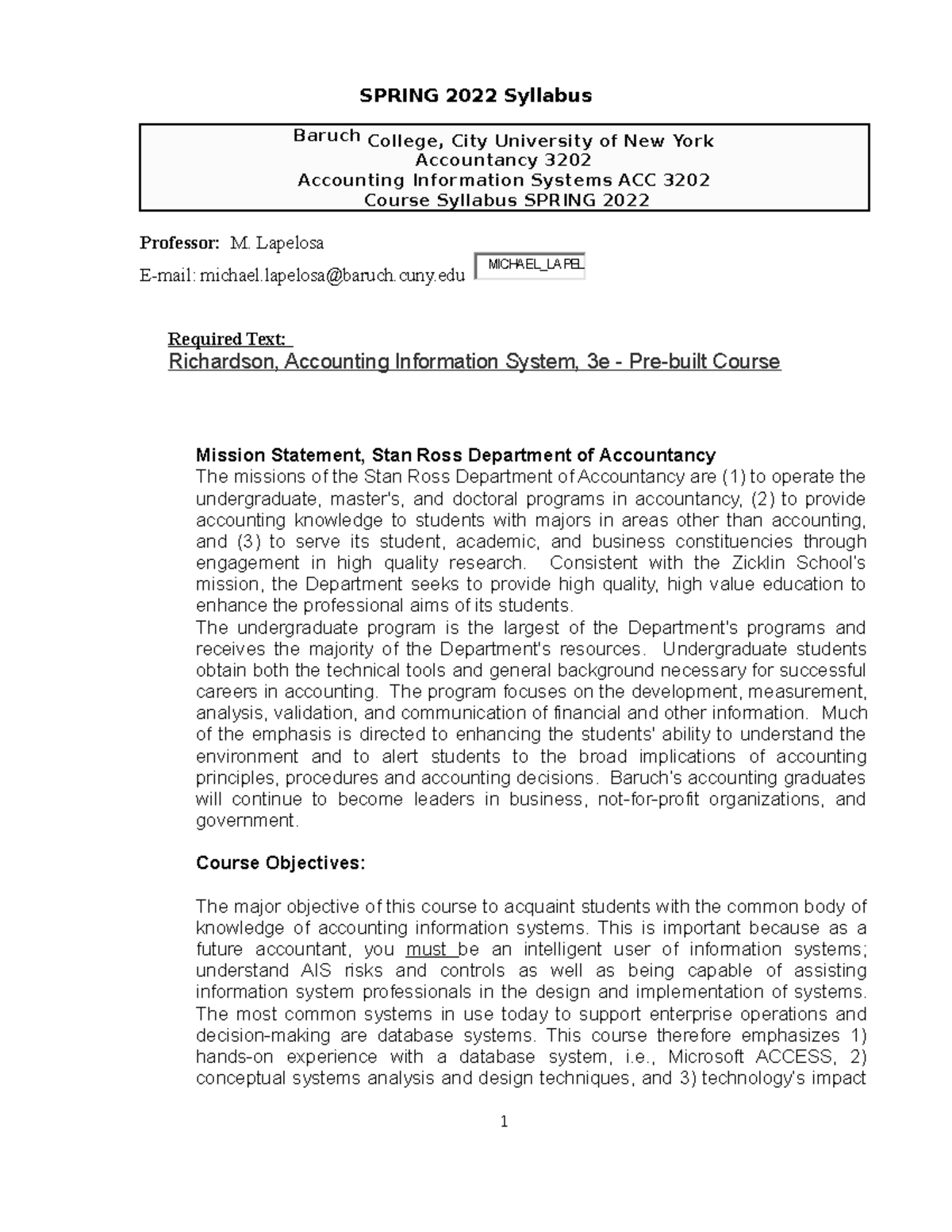 Baruch College Final Schedule Spring 2022 Spring 2022 Syllabus - Acc3202 For 2022 Acc3202 For 2022 Acc3202 For 2022  Acc3202 For 2022 Acc3202 - Studocu