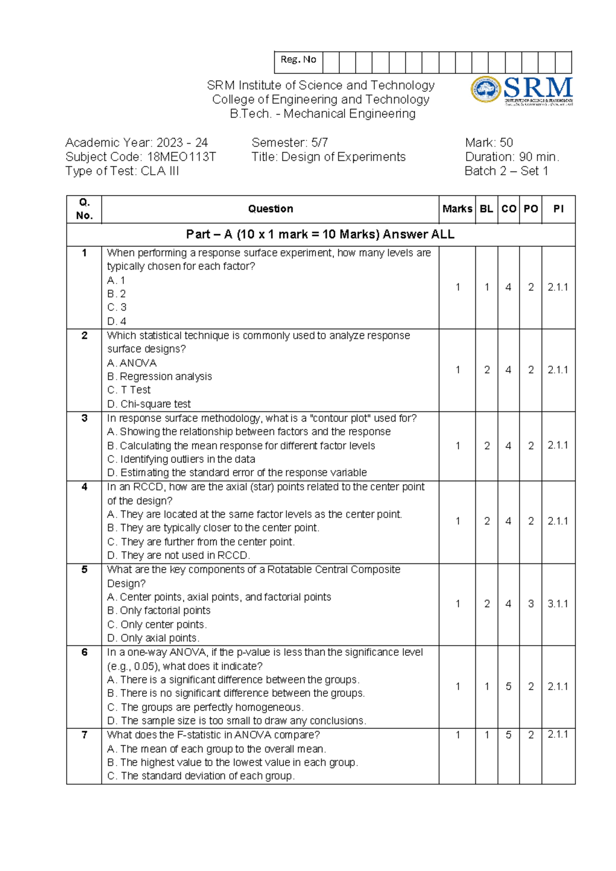 CT3 Set 1 DOE - DESIGN OF EXPERIMENTS CT3 QUESTION PAPERS, OPEN ...