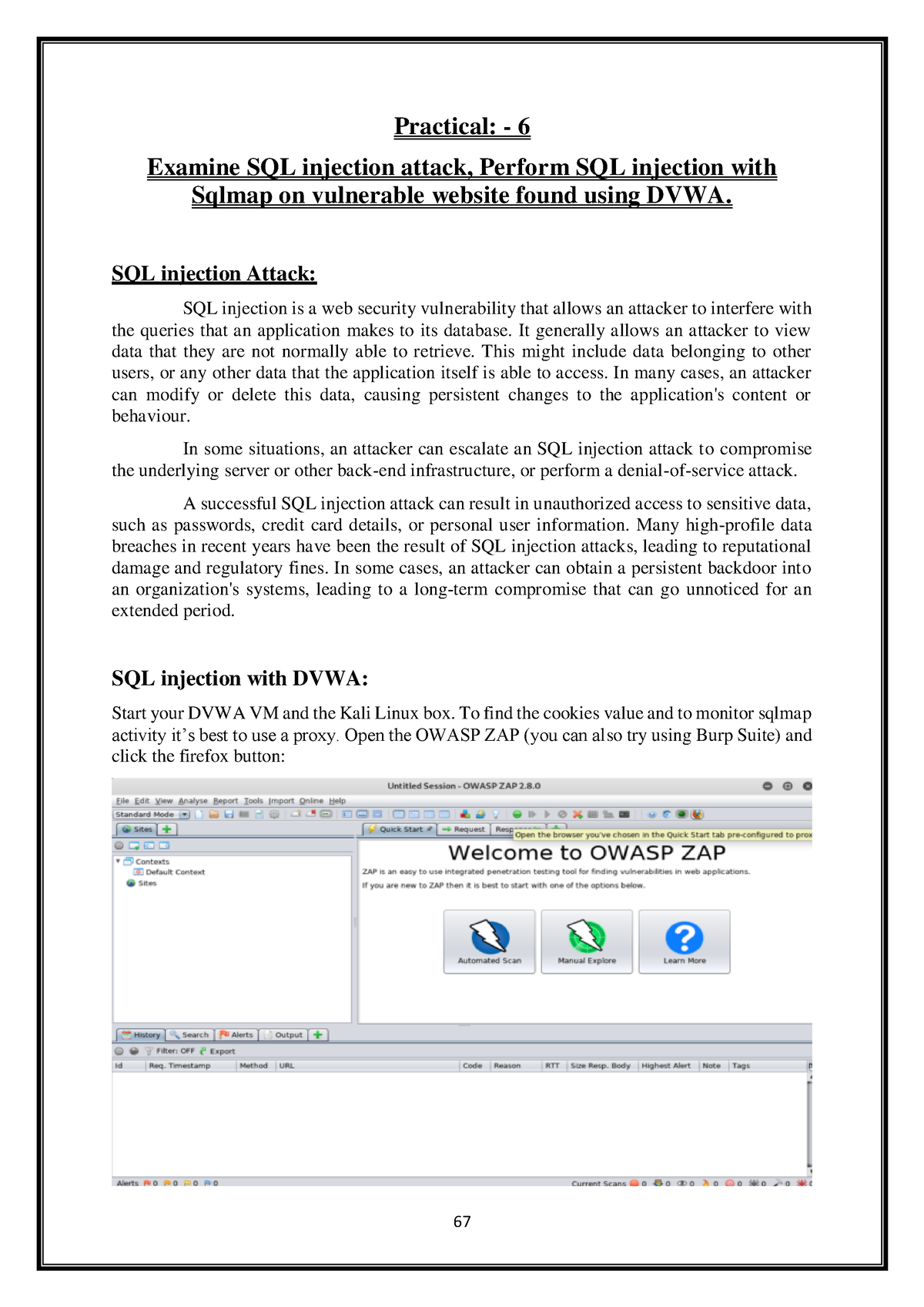 Cyber Security Practical - 6 - Practical: - 6 Examine SQL Injection ...